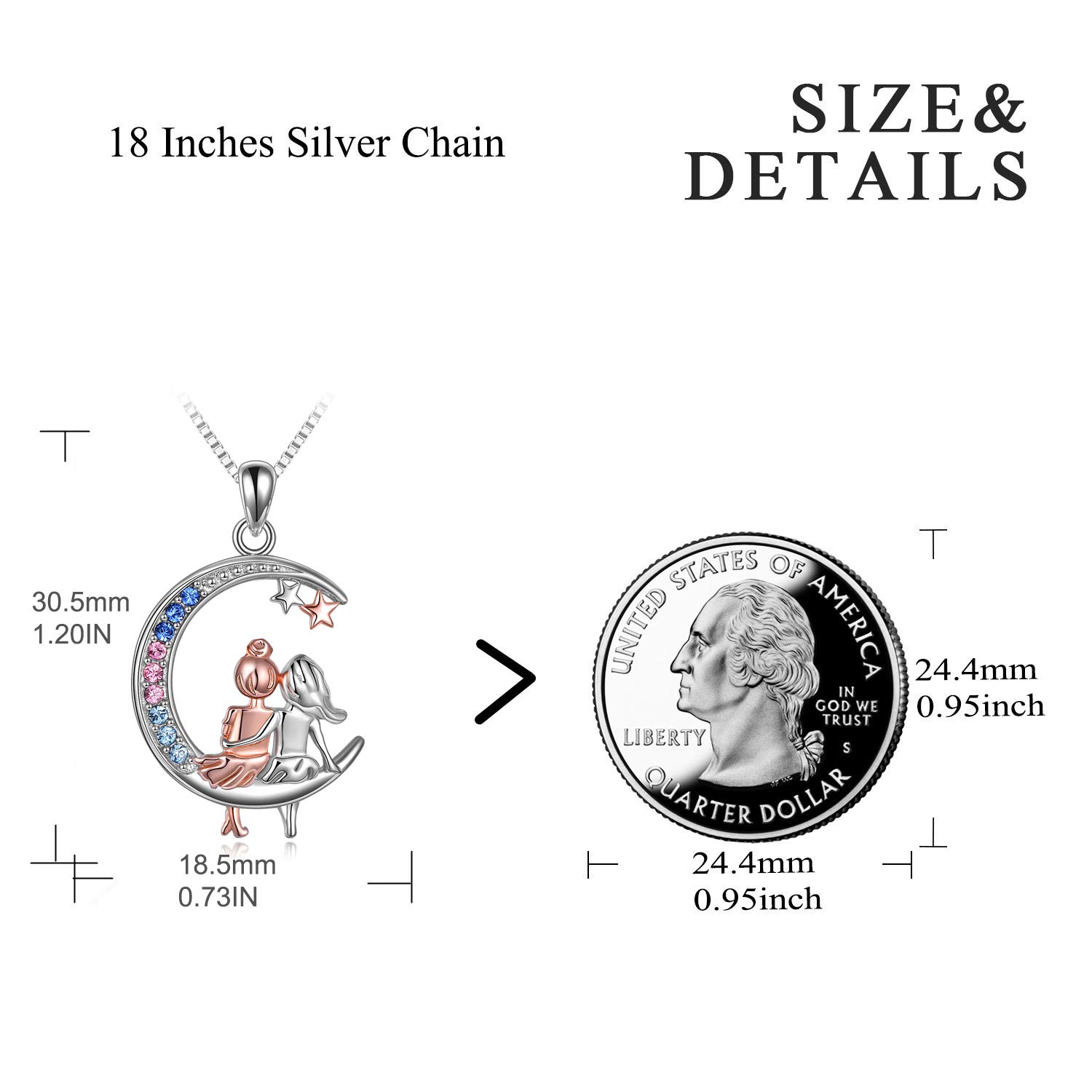 VONALA 3 Sisters Necklace - 925 Sterling Silver Friendship Jewelry for Women | Perfect Birthday Gift for Sisters, Best Friends & Loved Ones | Ideal for Anniversaries, Graduations & Special Occasions