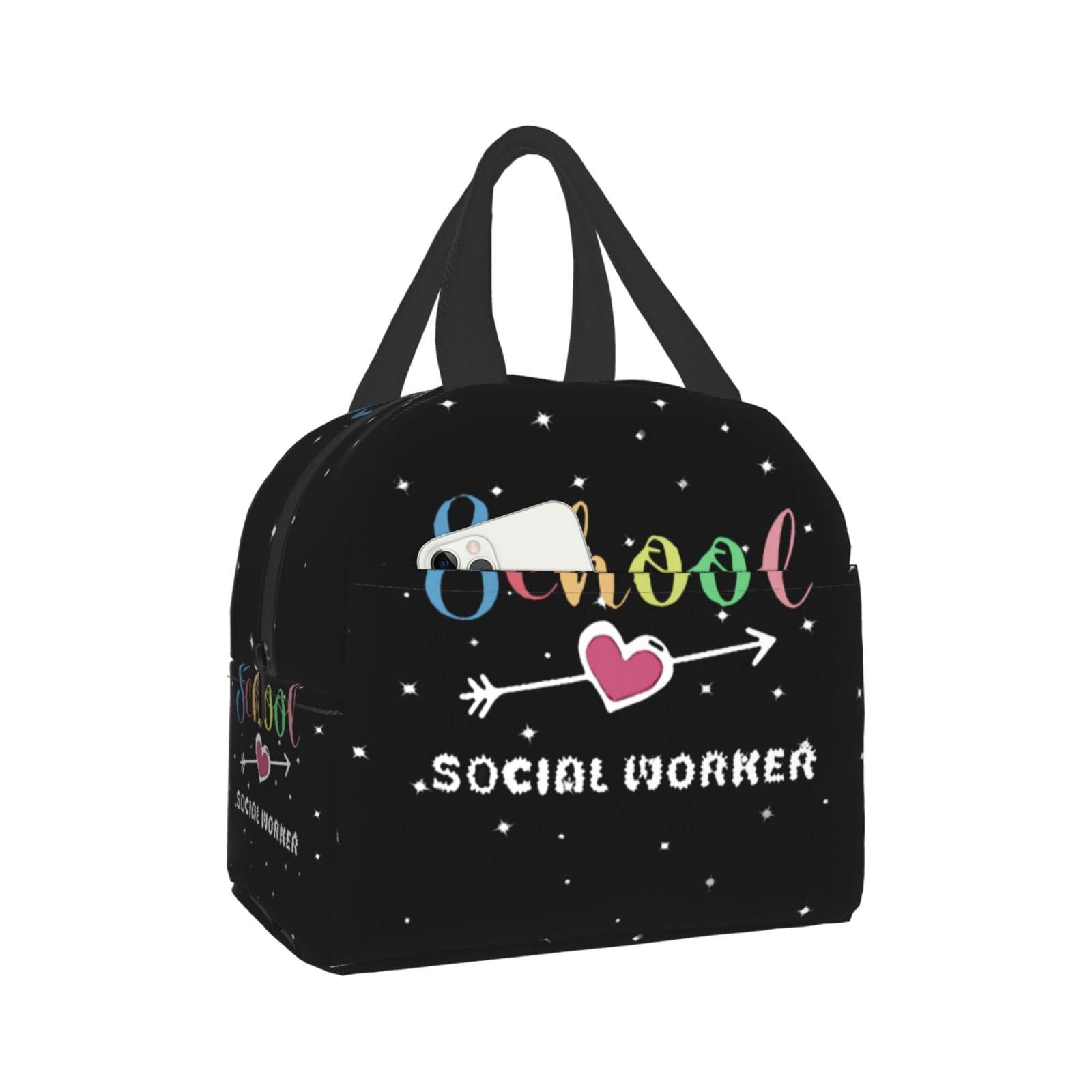 SHAMZBEST Collapsible Lunch Tote Bag for School Social Workers - Large Modern DIY Tote for Women | Perfect Teacher Gift, Work Lunch Bag & Everyday Carry