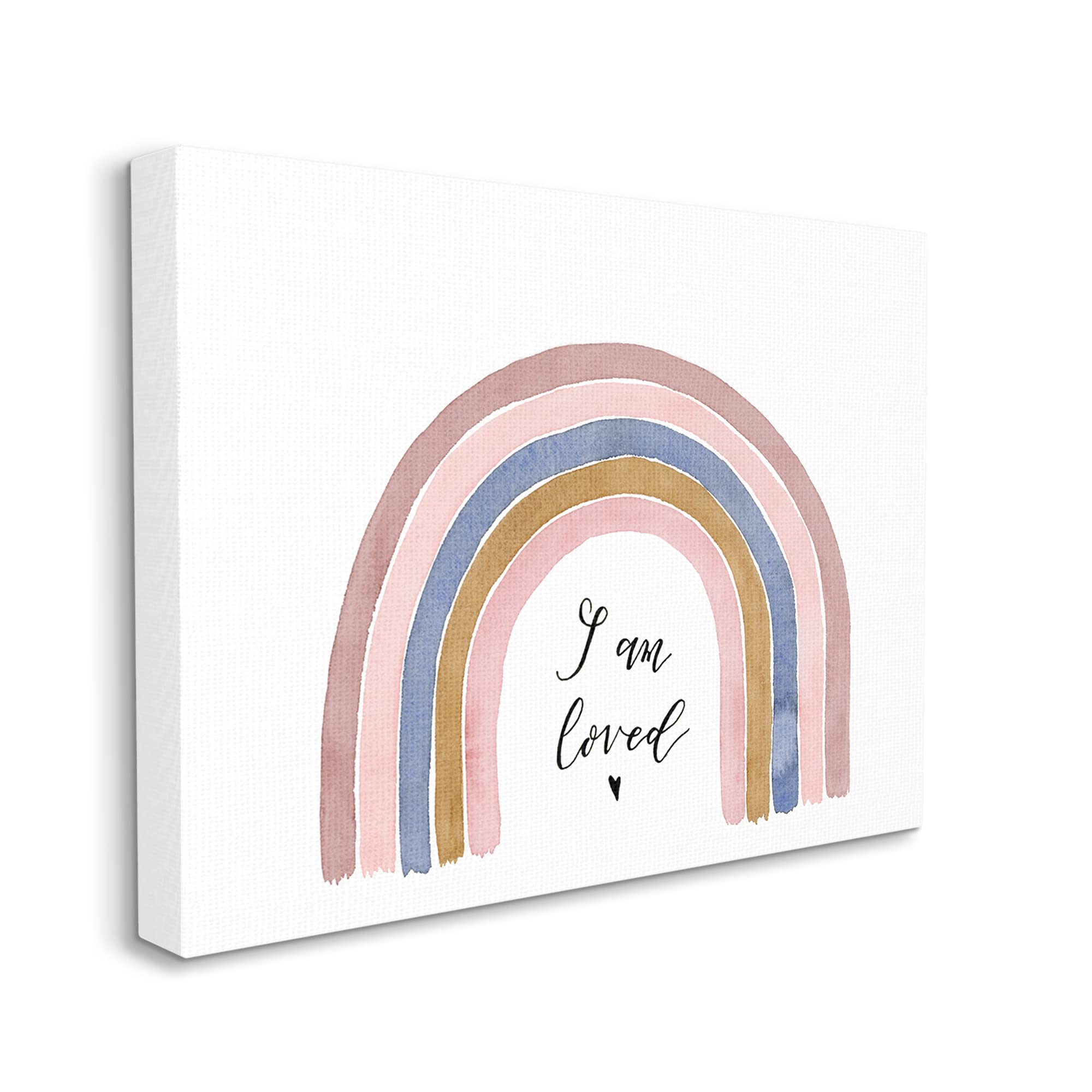 Stupell Industries 'I Am Loved' Inspirational Rainbow Canvas Wall Art for Kids - 30x24 Inches, White - Perfect for Nursery, Bedroom & Playroom Decor