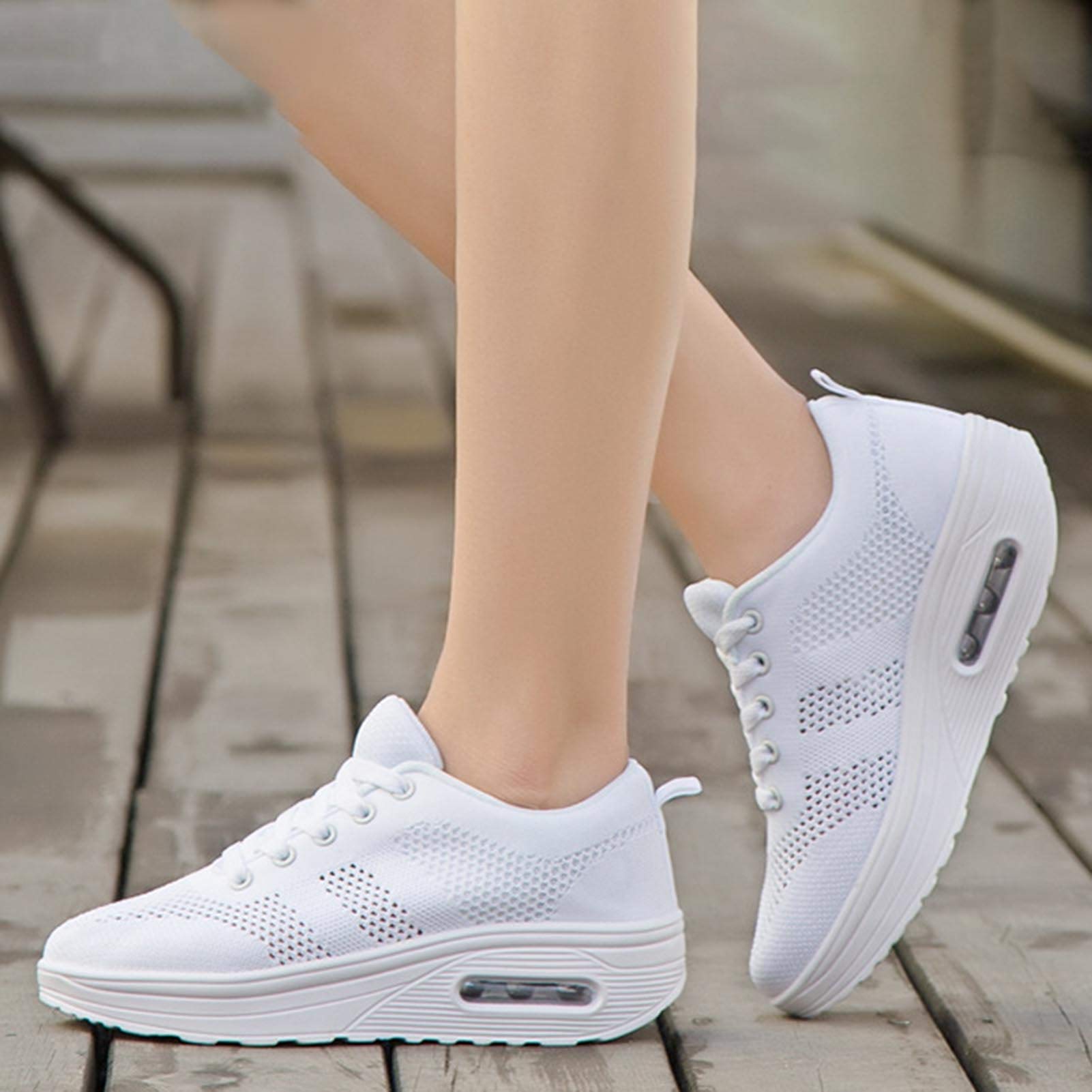 Women's Breathable Knit Mesh Walking Shoes - Comfortable Lace-Up Sneakers for Autumn & Winter | Perfect for Walking, Jogging & Daily Wear