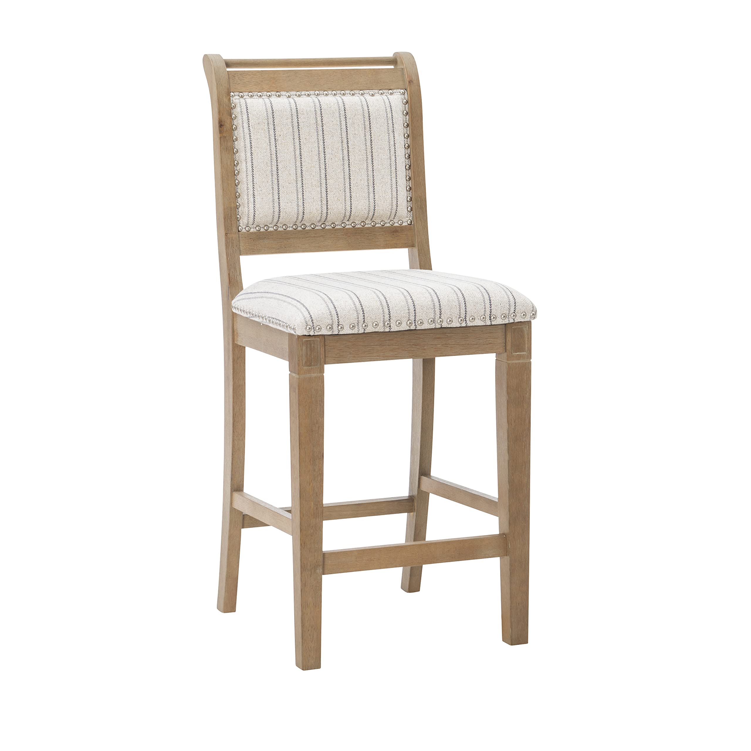 Linon Newton Grey Counter Stool - Distressed Gray Wash Kitchen Island Bar Stool for Home Decor | Perfect for Breakfast Nooks, Kitchen Islands & Small Spaces