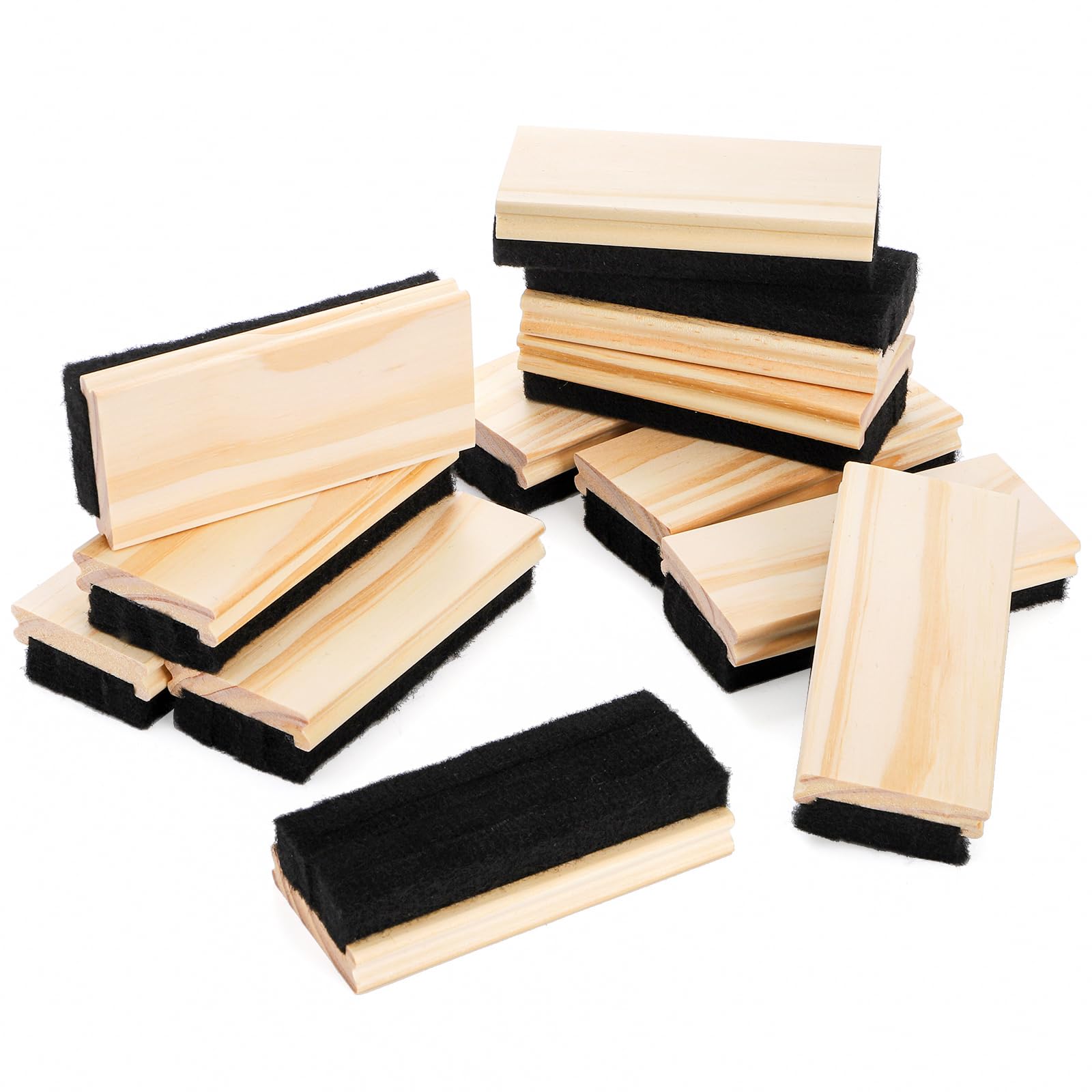 Elsjoy 12 Pack Wood Felt Chalkboard Erasers - Dustless Blackboard Chalk Cleaner for Classroom, School, Office & Home Use - Perfect for Teachers, Students & Chalkboard Cleaning