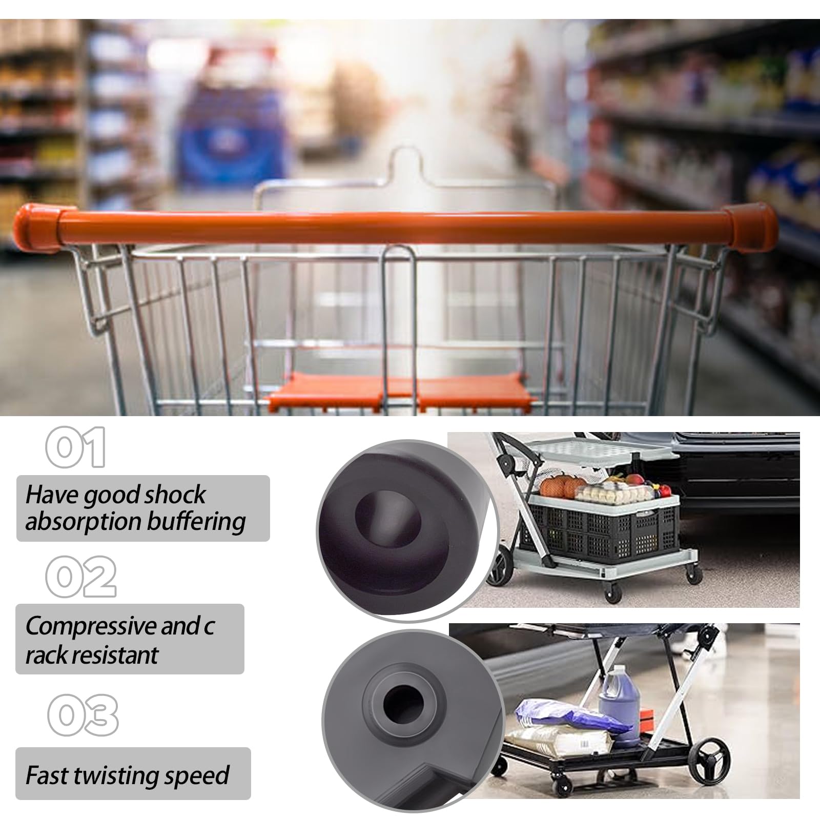 2-Pack Heavy Duty Shopping Cart Replacement Wheels - 360° Swivel Casters for Utility Carts & Grocery Carts, Durable Lightweight Large Wheels for Smooth Mobility - Perfect for Supermarkets, Warehouses & Home Use