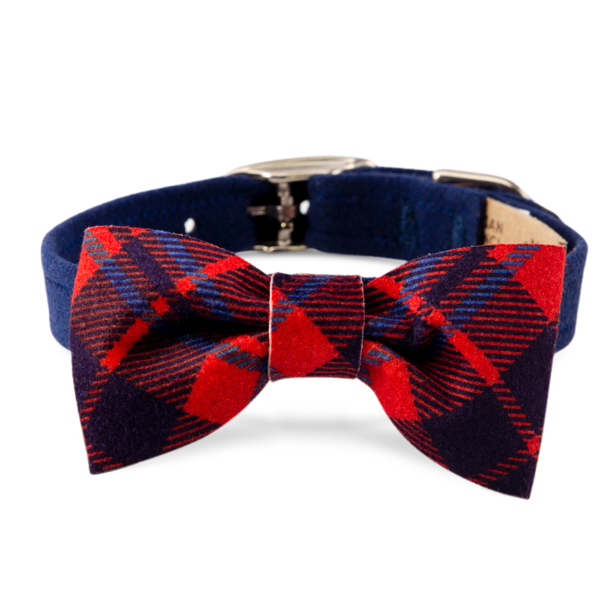 Scotty Chestnut Plaid Bow Tie Dog Collar - Stylish & Adjustable Pet Accessory for Small & Medium Dogs - Perfect for Holidays, Weddings & Special Occasions