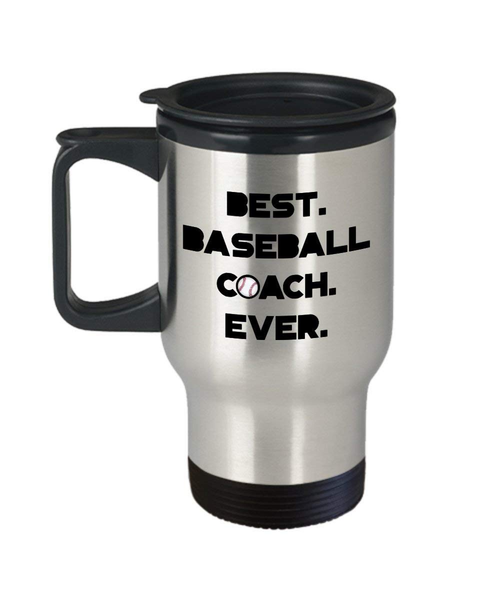 Coach Thank You Gift Baseball Travel Mug - Best Baseball Coach Ever - Funny Insulated Coffee Tea Hot Cocoa Cup - Novelty Birthday Christmas Present for Baseball Coaches - Perfect for Practice, Games & Office Use