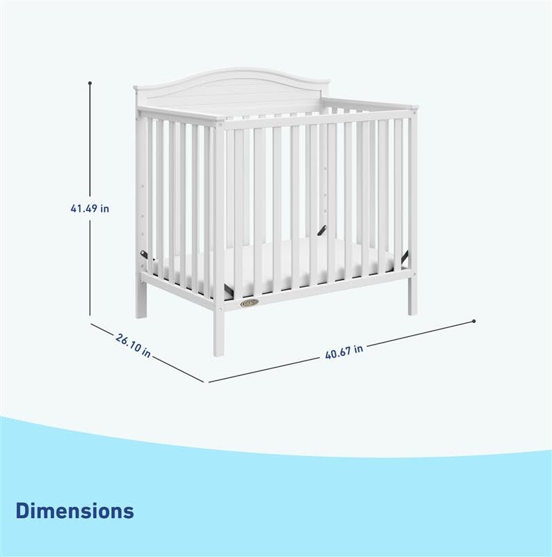 Graco Stella 4-in-1 Convertible Mini Crib with Mattress - White Nursery Furniture | Converts to Twin Bed with Headboard & Footboard | Includes 2.5