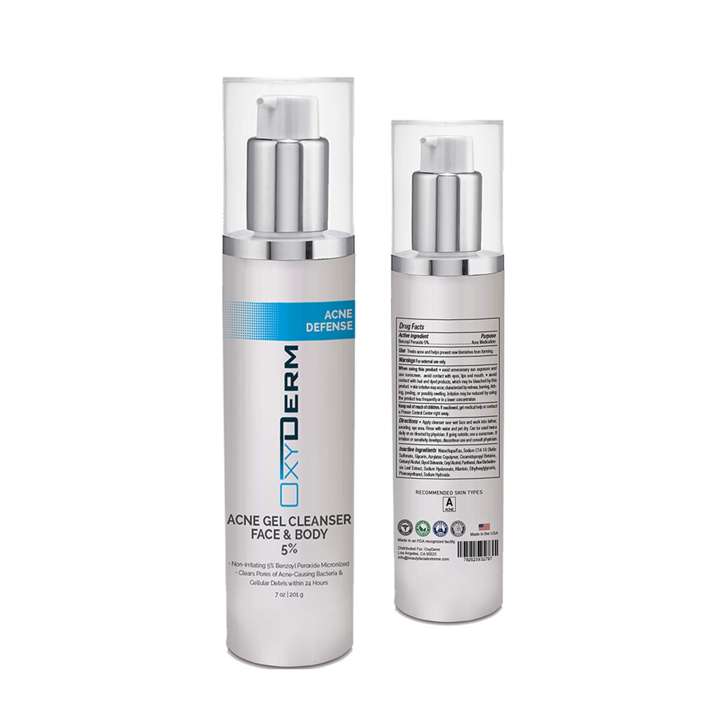 5% Benzoyl Peroxide Acne Face Wash - Clinically Proven Treatment for Cystic Breakouts, Oily Skin & Clogged Pores | Fights Blackheads, Whiteheads & Pimples | Gentle Daily Cleanser for Teens & Adults | Perfect for Morning & Night Skincare Routine
