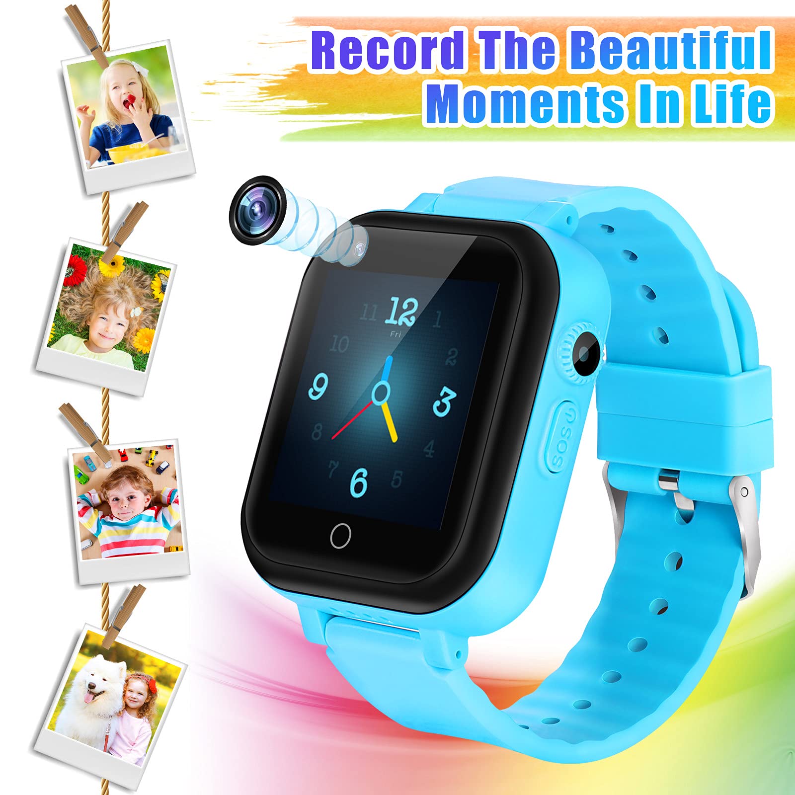 4G Kids Smart Watch with GPS Tracker & Waterproof - 2-Way Calling, Video Chat, SOS Alert, School Mode, Pedometer - Perfect for Children's Safety & Outdoor Activities (Concise Blue)