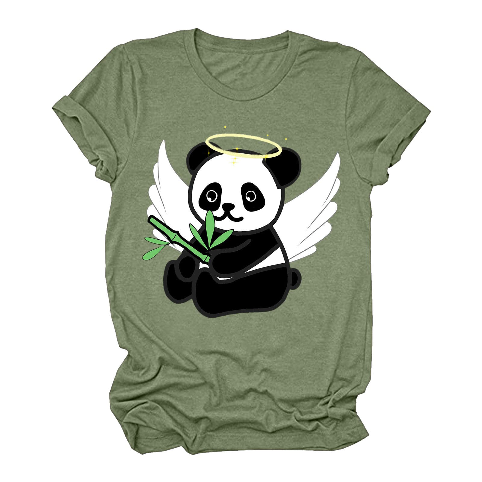 Women's Short Sleeve T-Shirt - Cute Panda Print Round Neck Casual Summer Top | Perfect for Daily Wear, Outings & Vacation Outfits