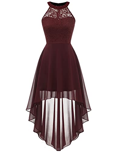 Elegant Women's Sleeveless Halter Floral Lace Formal Dress - Cocktail Party, Evening Gown & Bridesmaid Dress for Weddings, Prom & Special Occasions
