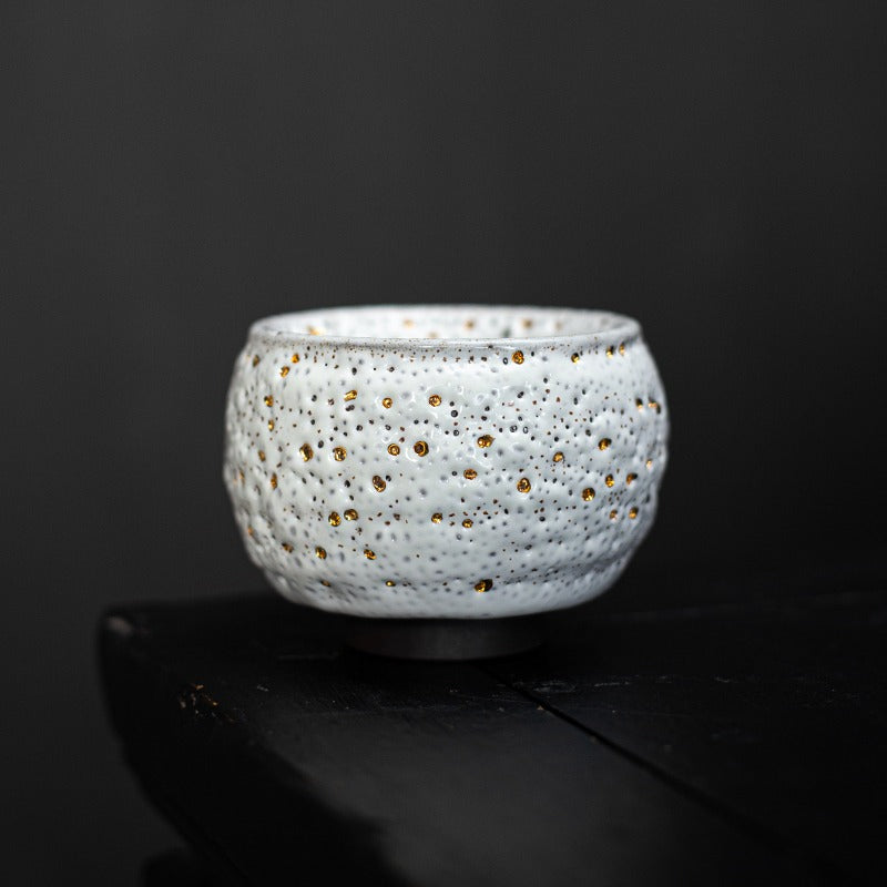 Premium Gold Dotted Shinoyaki Gongfu Tea Cup - Handcrafted Japanese Style Ceramic Tea Set for Oolong & Pu-erh - Perfect for Tea Ceremonies, Home Decor & Gifts