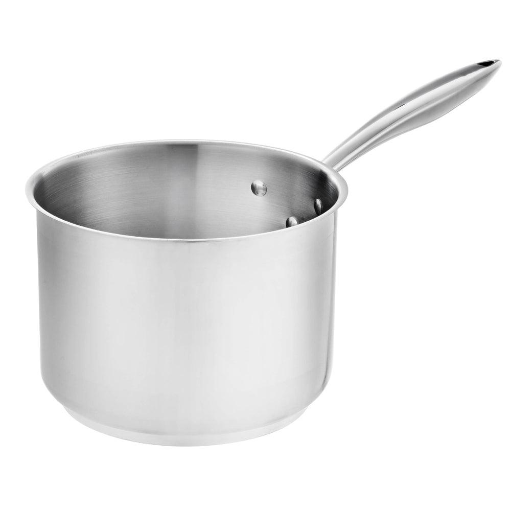 Browne 3.5 Quart Stainless Steel Deep Saucepan with Lid - Heavy Duty Induction Compatible Cookware for Boiling, Stewing & Cooking Soups, Pasta & Sauces