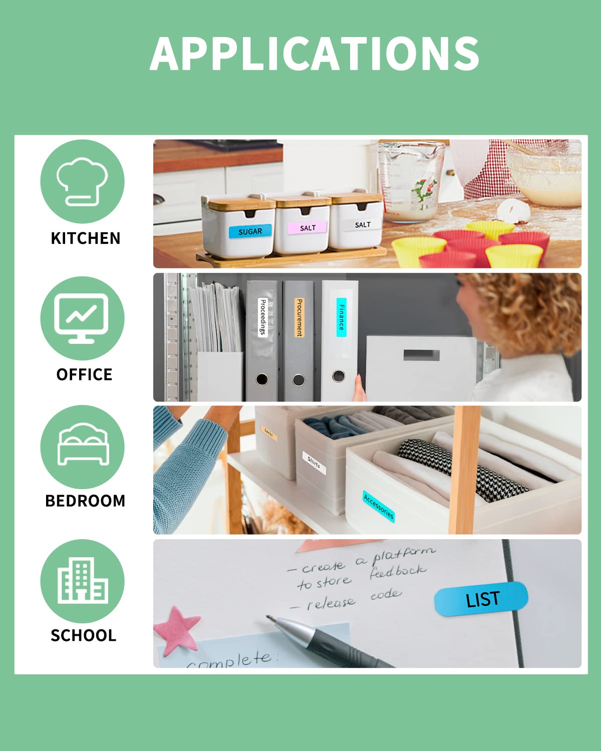 iEager L11 Wireless Label Maker - Portable Thermal Label Printer with Tape for Home, Office & Storage Organization (White-Green) | Perfect for Pantry, Craft Room & Business Labeling Needs