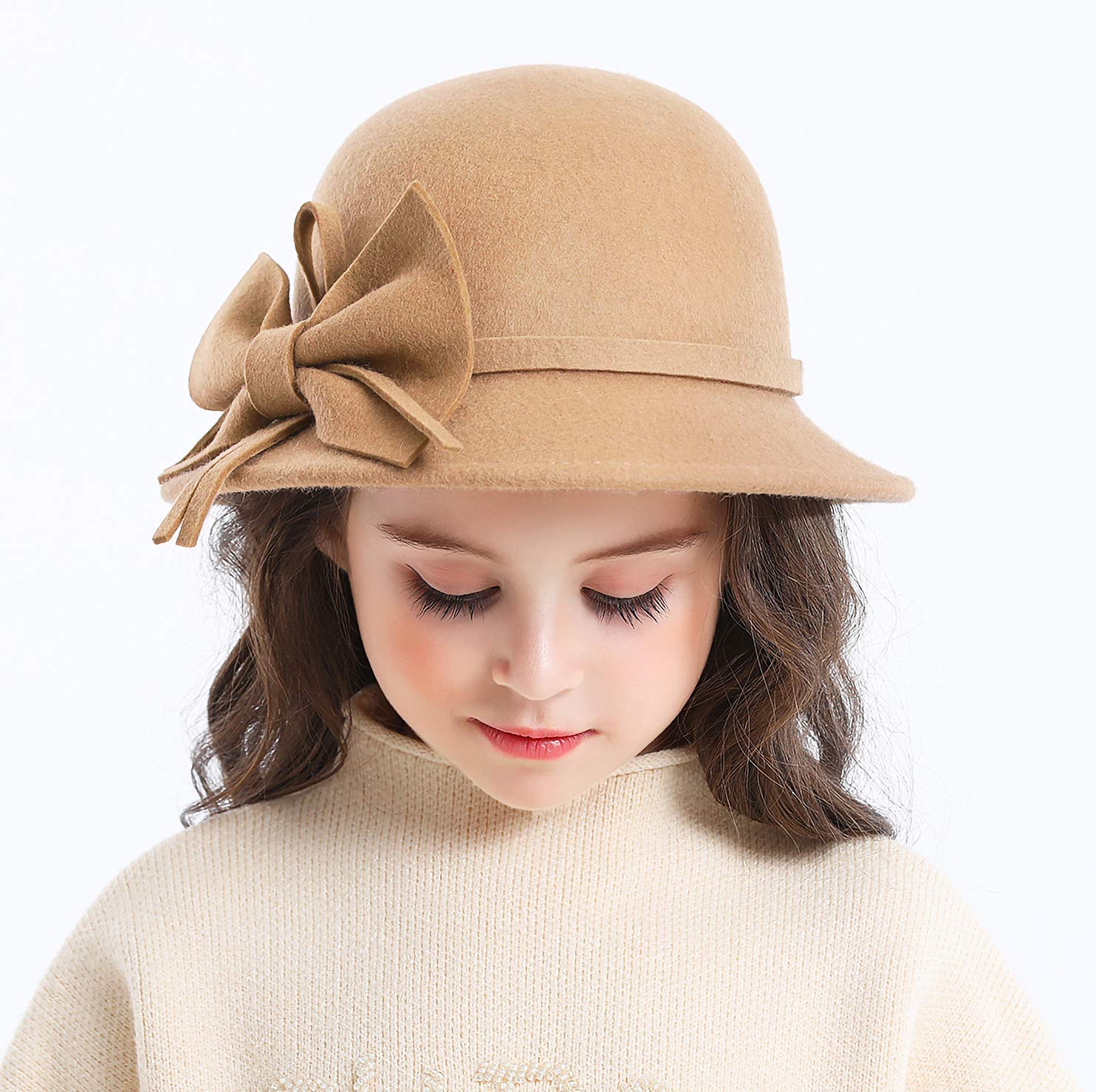 Bienvenu Kids Girls Winter Warm 100% Wool Bucket Hat for Cold Weather - Cozy & Stylish Winter Accessory for Outdoor Play, Snow Days, and School