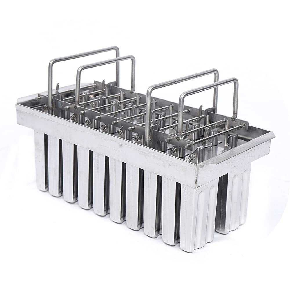 20-Piece Stainless Steel Ice Cream Molds Set - Rectangular Quick Freeze Ice Pop Molds for DIY Homemade Ice Cream Bars, Popsicles & Frozen Treats - Perfect for Summer Parties, Kids Snacks & Dessert Making