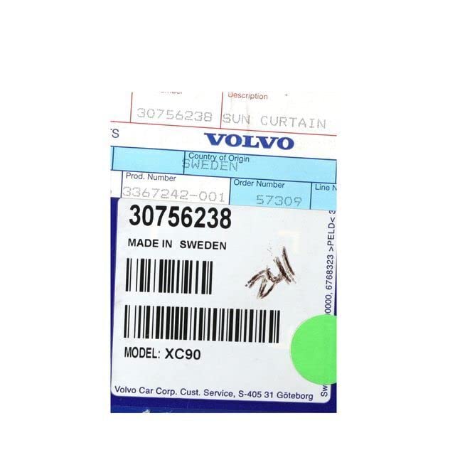 Volvo Genuine 31399215 Sun Shade Curtain for XC90 XC60 S90 - Car Window Sunshade for UV Protection & Heat Reduction, Perfect for Summer Driving & Parking