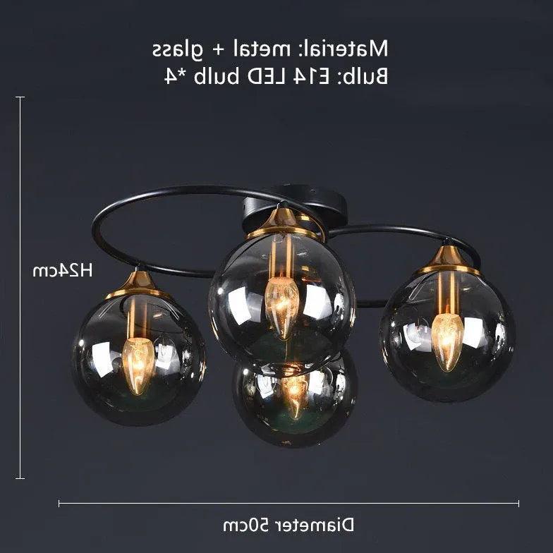 Industrial Glass Flush Mount Ceiling Light - Modern Smoked Glass Fixture for Kitchen, Bedroom, Dining Room & Office Lighting