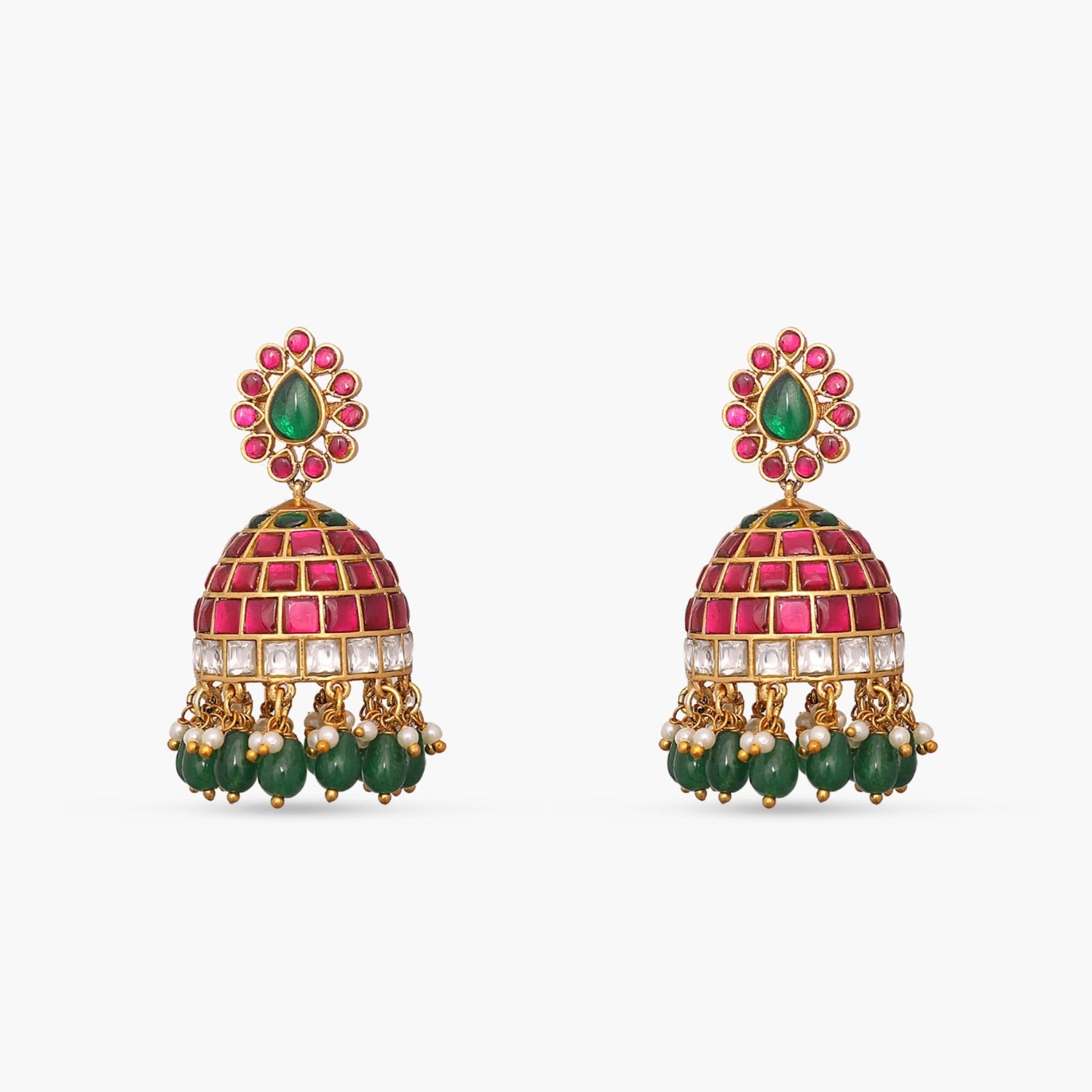 Exquisite Mansi Kempu Jadau Jhumka Earrings – Traditional Indian Kundan Jewelry for Women – Perfect for Weddings, Parties & Festive Occasions