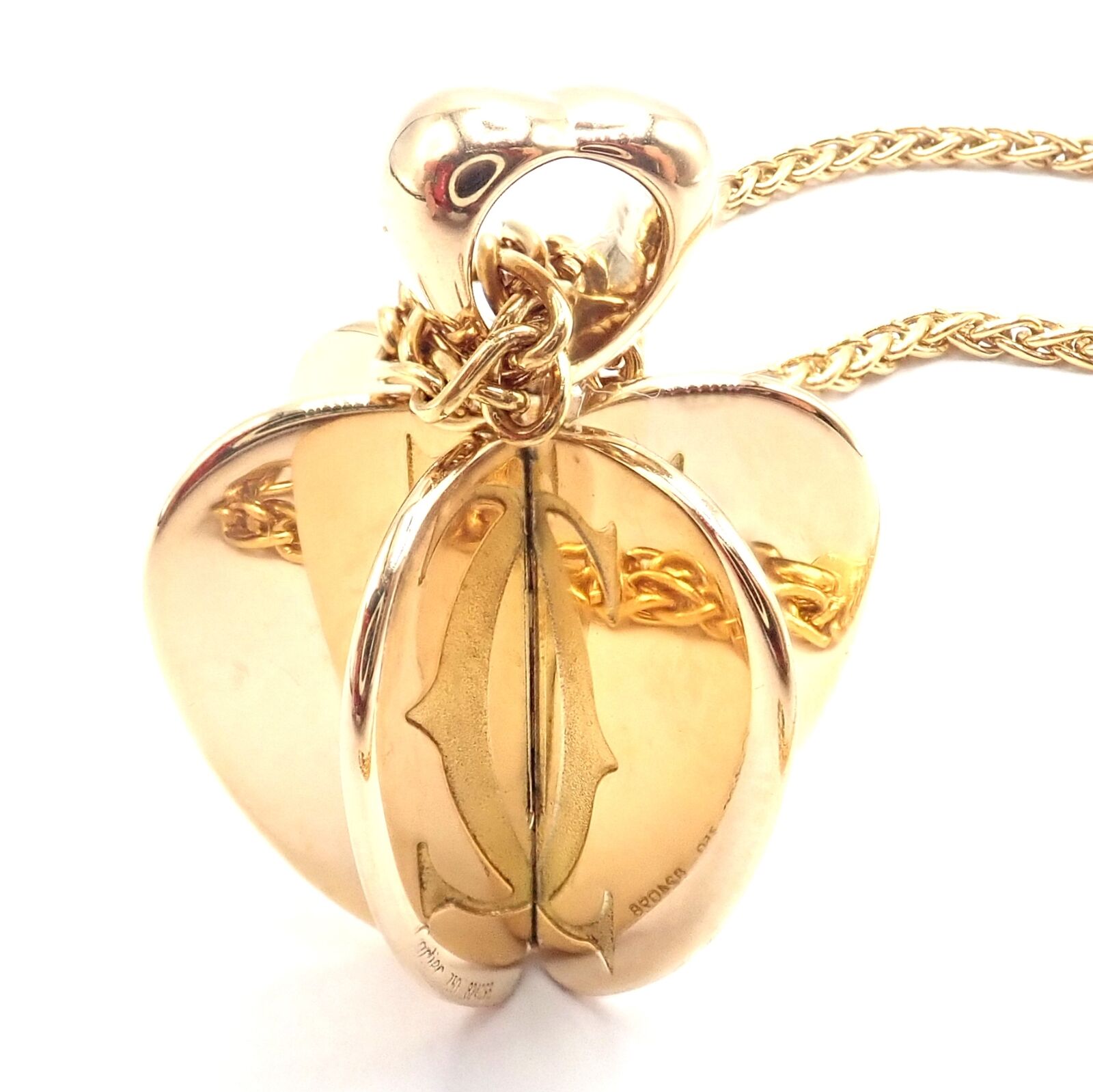 Authentic Cartier 18k Yellow Gold Double C 3D Apple Pendant Necklace for Women - Luxury Jewelry Gift for Anniversary, Birthday & Special Occasions