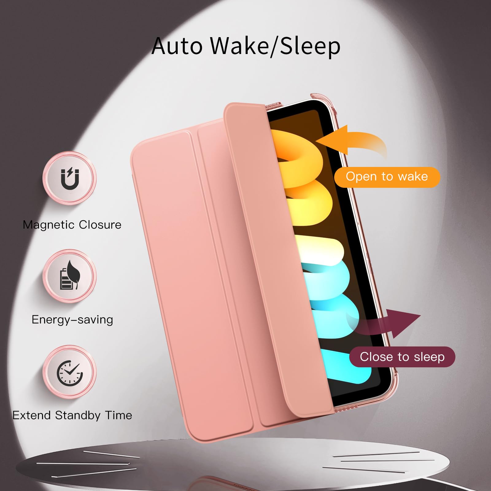 MoKo Slim Lightweight iPad Mini 7 (A17 Pro) & iPad Mini 6 Case - 8.3 Inch Protective Hard Back PC Shell Cover with Auto Wake/Sleep & Touch ID Support - Apricot Orange - Perfect for Work, Travel & Everyday Use