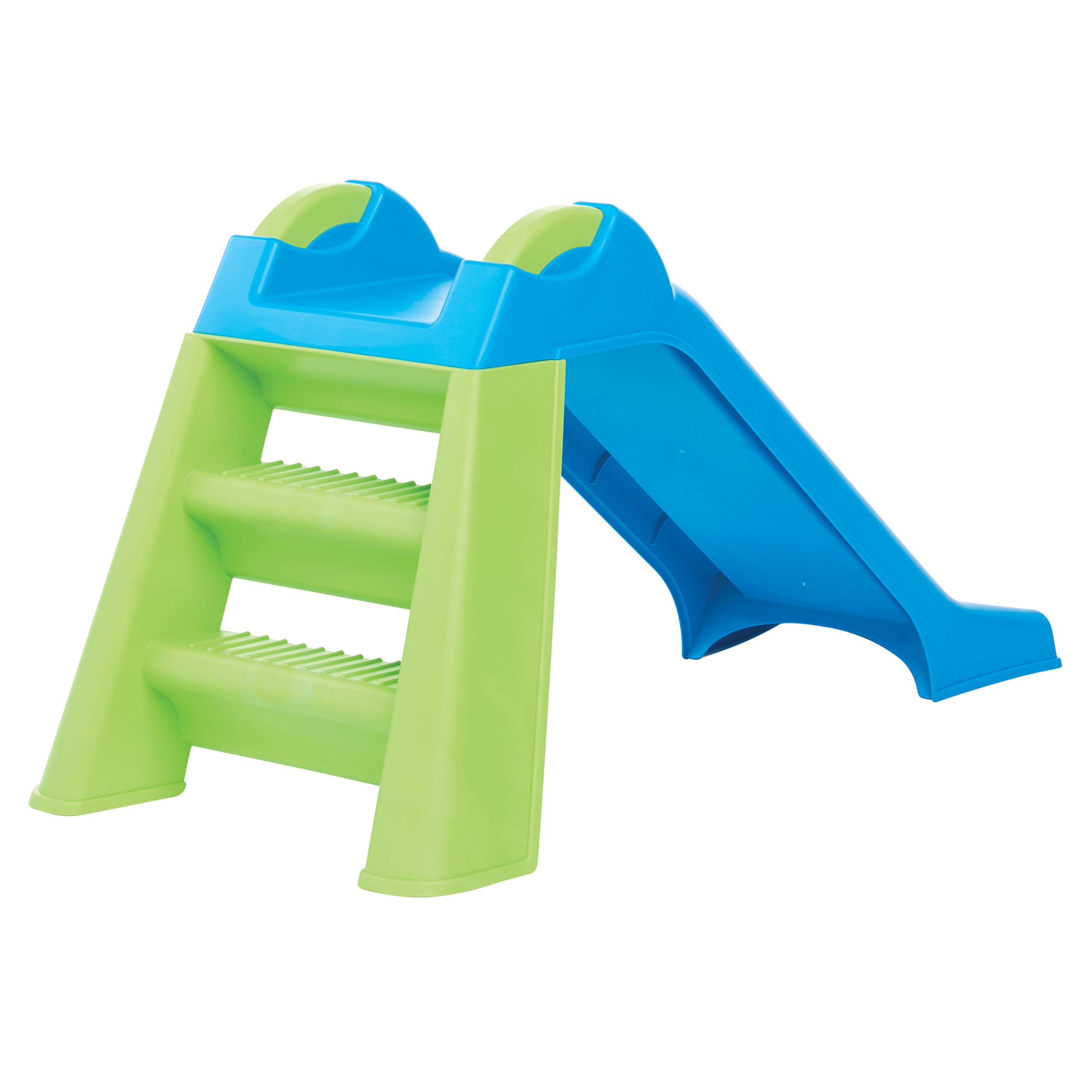 Best American Plastic Toys for Kids - Indoor/Outdoor Deluxe Slide with Safety Features | Green Children's Play Slide for Backyard, Park, Daycare & Playground Fun