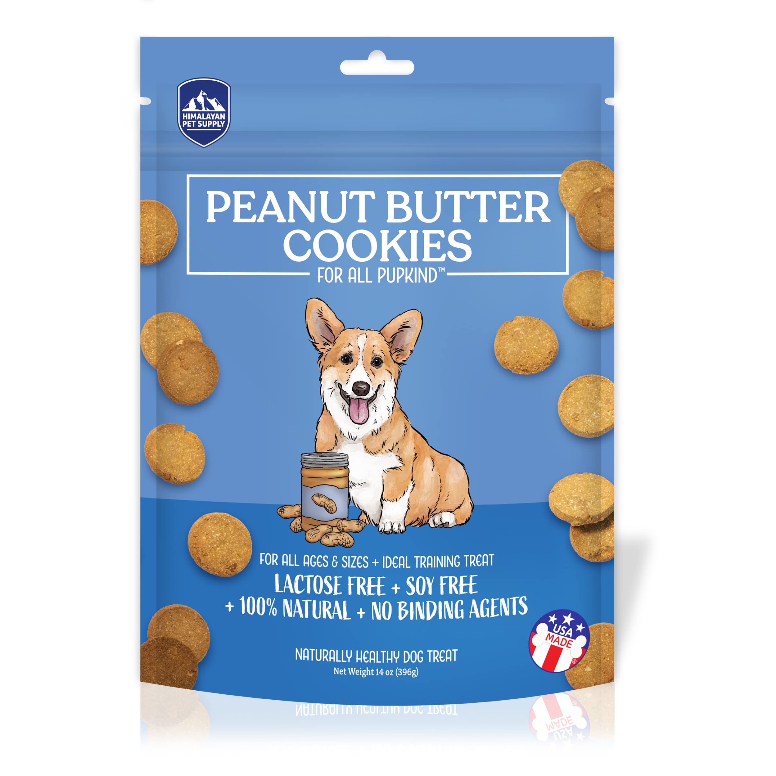 All Natural Peanut Butter Dog Treats - Lactose Free, Soy Free, Gluten Free, Wheat Free - USA Made Crunchy Cookies for All Dog Breeds - 14oz Baked Goodness for Training Rewards & Healthy Snacking