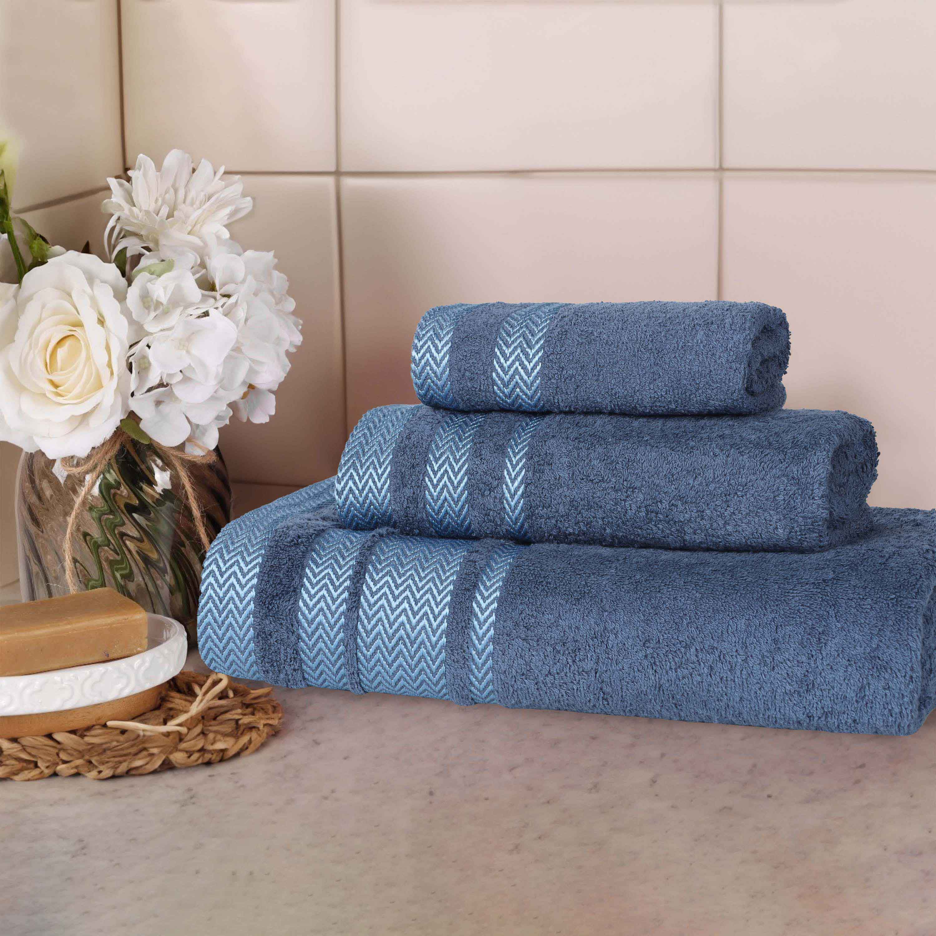 Premium Hays Cotton Medium Weight 3-Piece Bath Towel Set - Soft & Absorbent for Spa, Gym, and Home Use