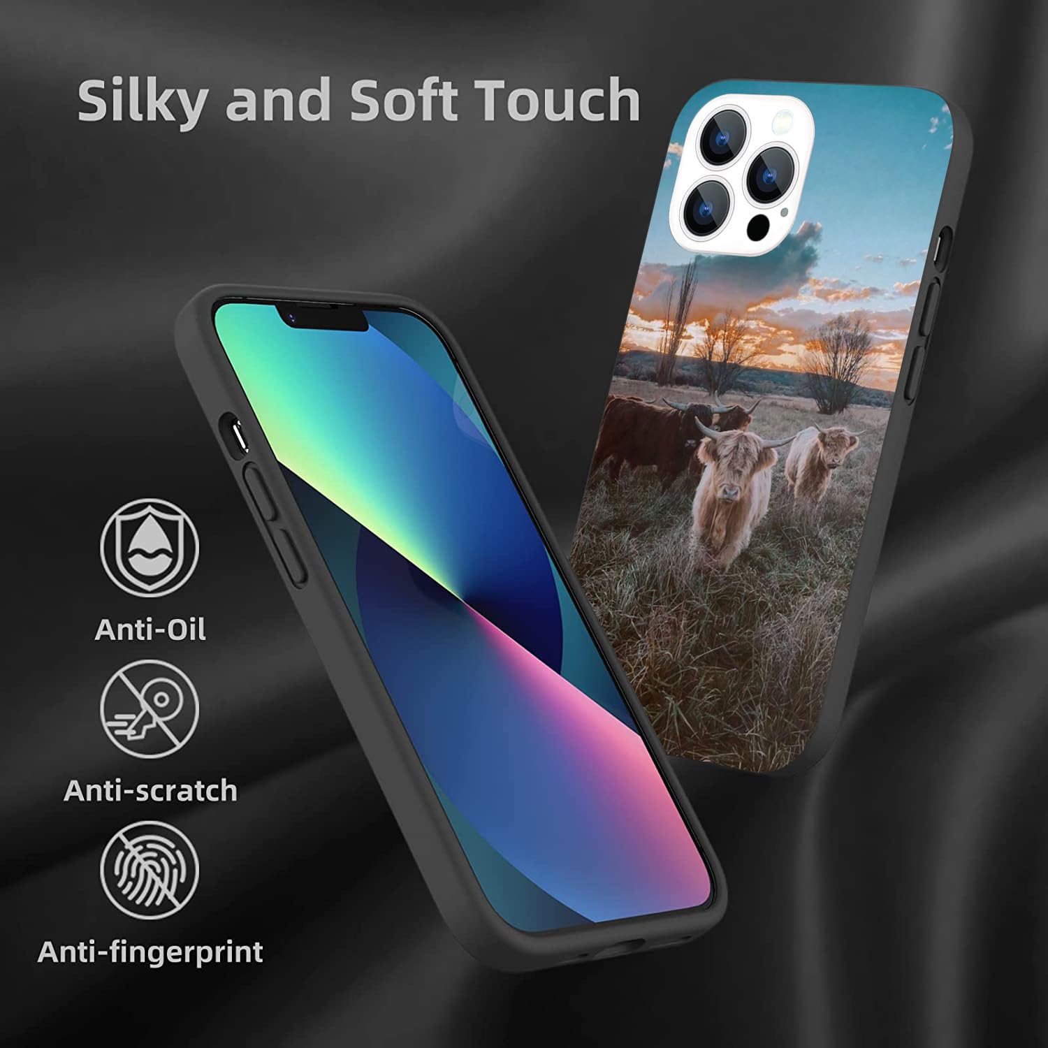 **Sunrise Highland Cow iPhone 12/12 Pro Case - Cute Animal Design Soft TPU Slim Protective Cover for Women, Men, Girls & Boys | Perfect for Daily Use, Travel & Gifting**
