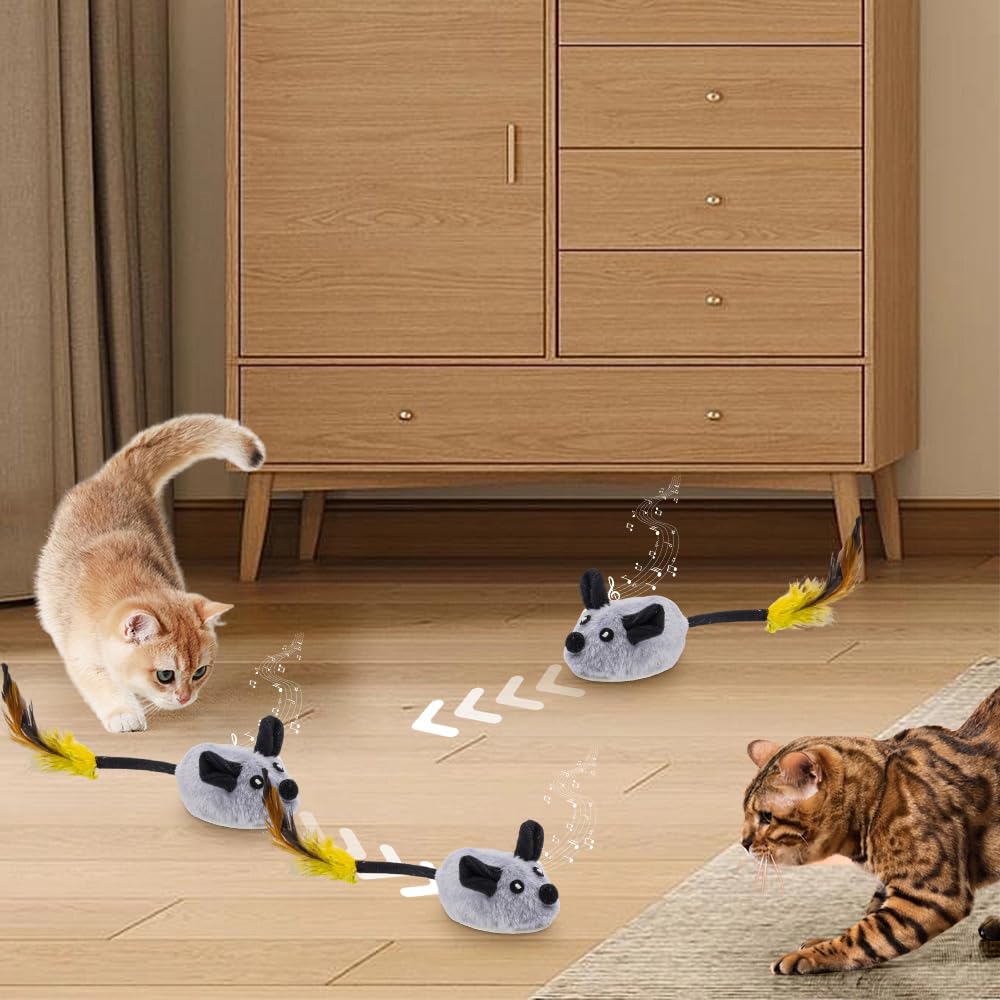 2024 New Interactive Remote Control Electronic Cat Toy Mouse - Squeaky Moving Toy for Indoor Cats, Self Play Exercise & Birthday Gift (Yellow) - Perfect for Playtime, Training & Keeping Cats Active