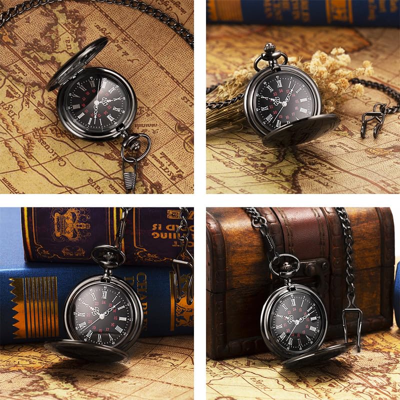 ManChDa Engraved Pocket Watch for Men - Premium Groomsmen & Bestman Gift Set - Classic Vintage Style Pocket Watch for Weddings, Anniversaries & Special Occasions
