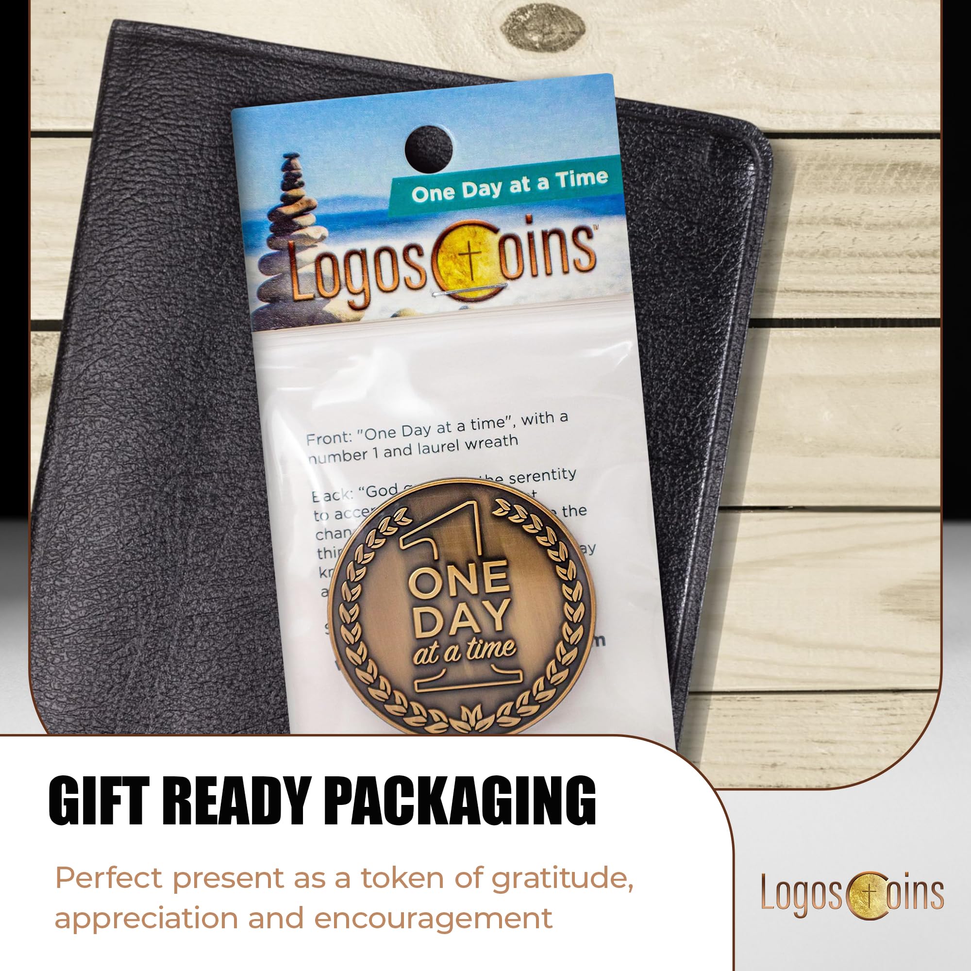 10-Piece Serenity Prayer & One Day at a Time Sobriety Coin Set - 1.75