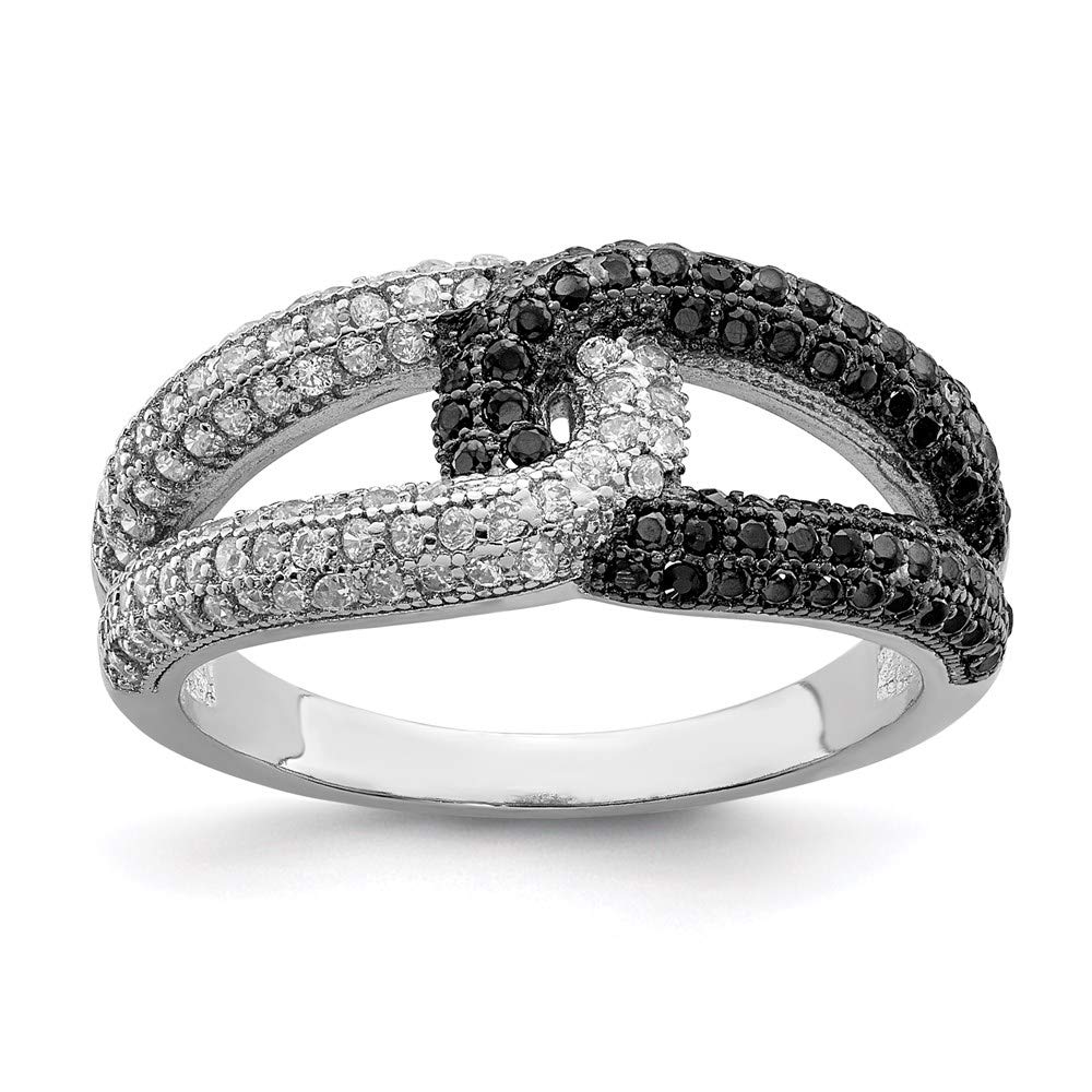 925 Sterling Silver Black & White Cubic Zirconia Ring for Women - Elegant Fine Jewelry Gift for Her - Perfect for Anniversary, Birthday, Valentine's Day & Special Occasions