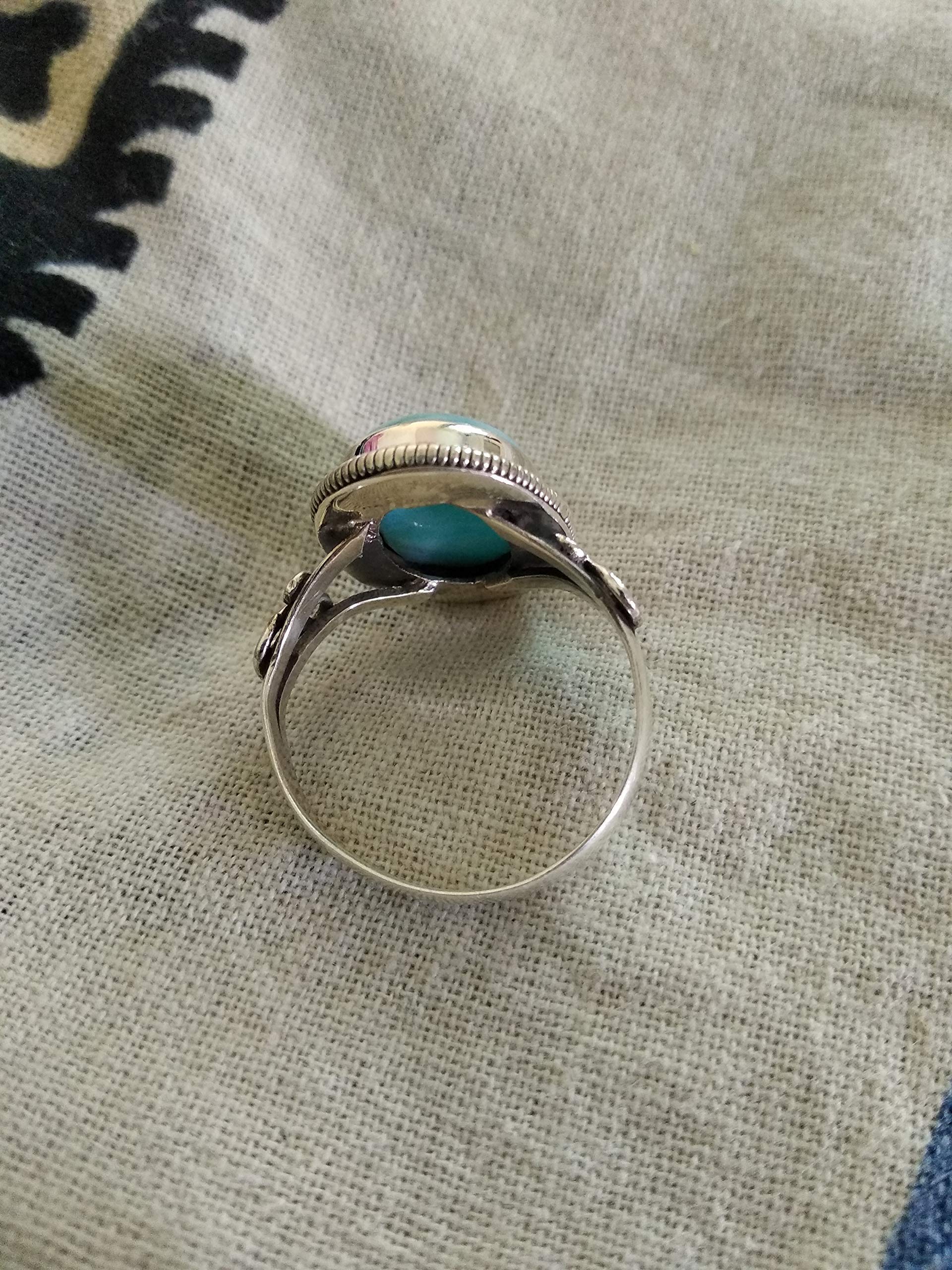 Larimar Ring 925 Sterling Silver - Genuine Dominican Republic Larimar Stone, March Birthstone Jewelry, Hippie Style Charm Ring, Blue Stone Jewelry for Women - Perfect Boho Gift for Birthday, Anniversary & Spiritual Healing