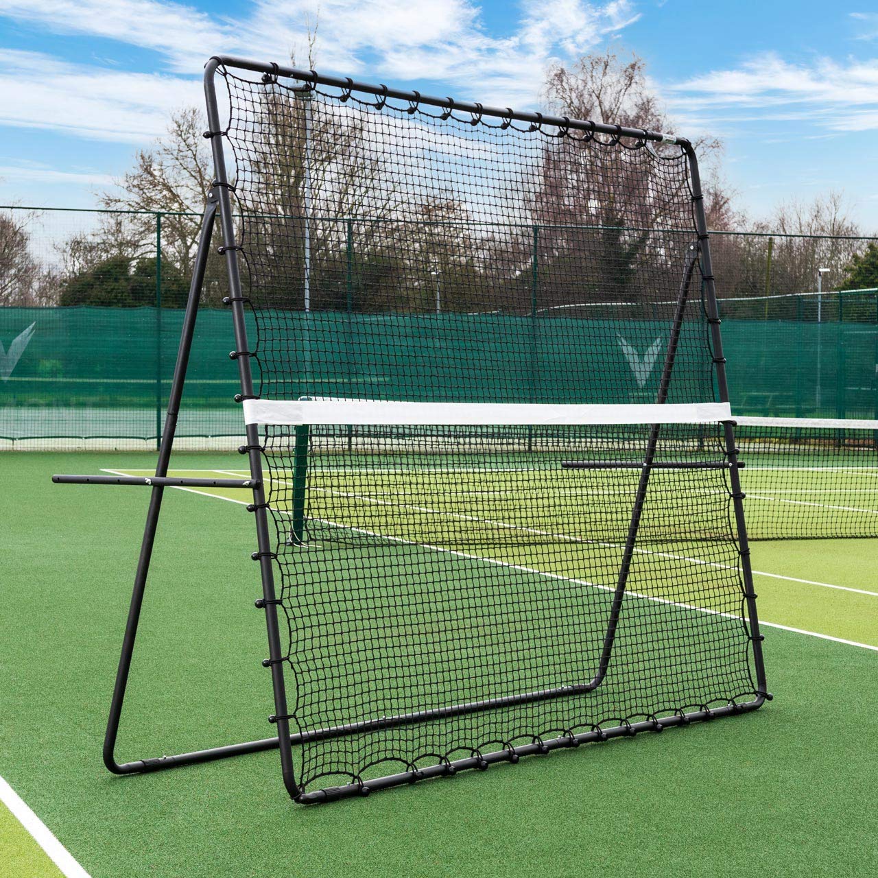 RapidFire Mega Tennis Rebounder - Solo Tennis Trainer for Groundstroke & Volley Practice (Small/Large Size) | Portable Tennis Net & Rebound Board for Backyard, Court & Home Training | Improve Your Tennis Skills