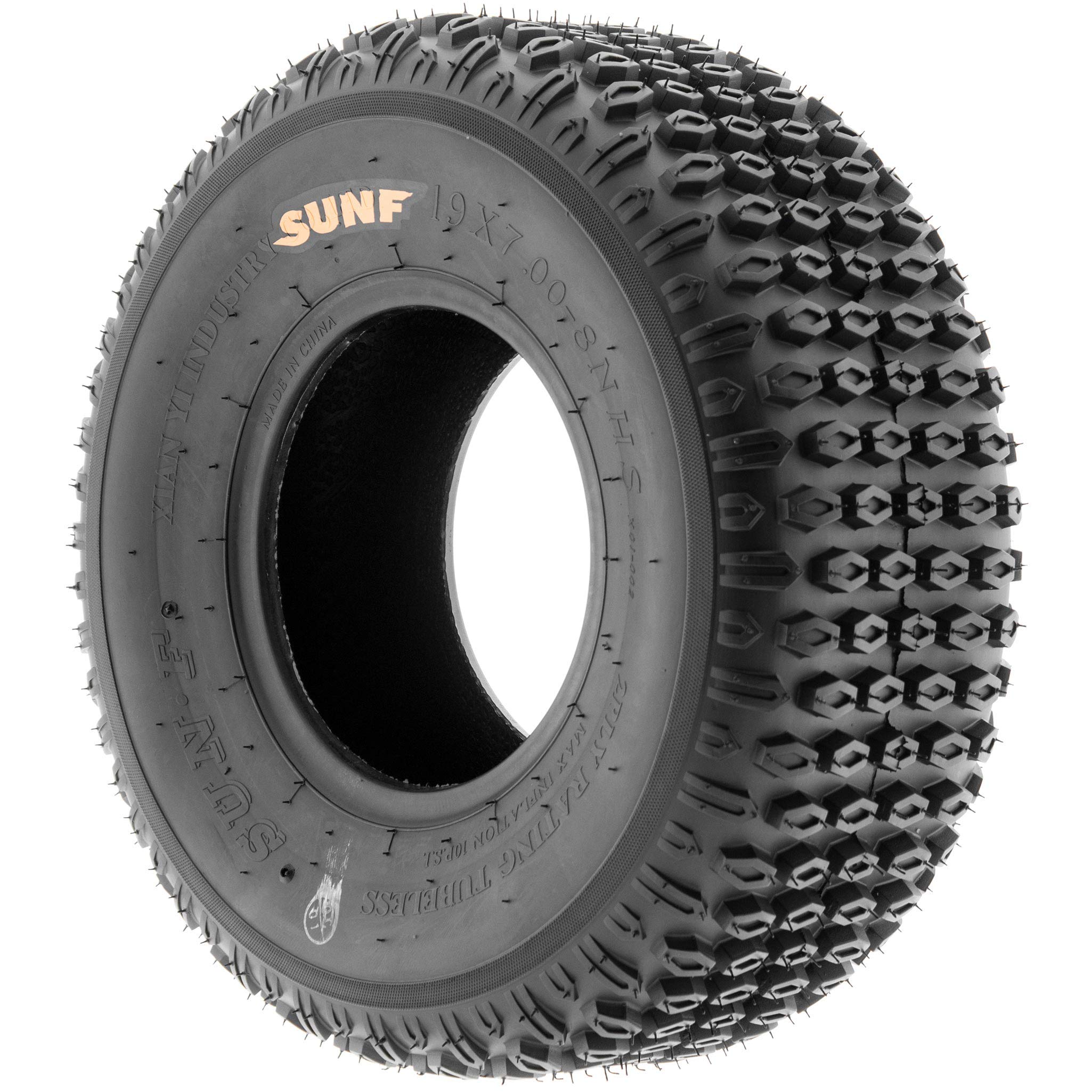 Set of 4 SunF A012 XC Knobby 19x7-8 ATV Tires - All Terrain Tubeless 2-Ply for Go-Karts & UTVs - Perfect for Off-Road Trails, Mud Riding & Dirt Track Racing