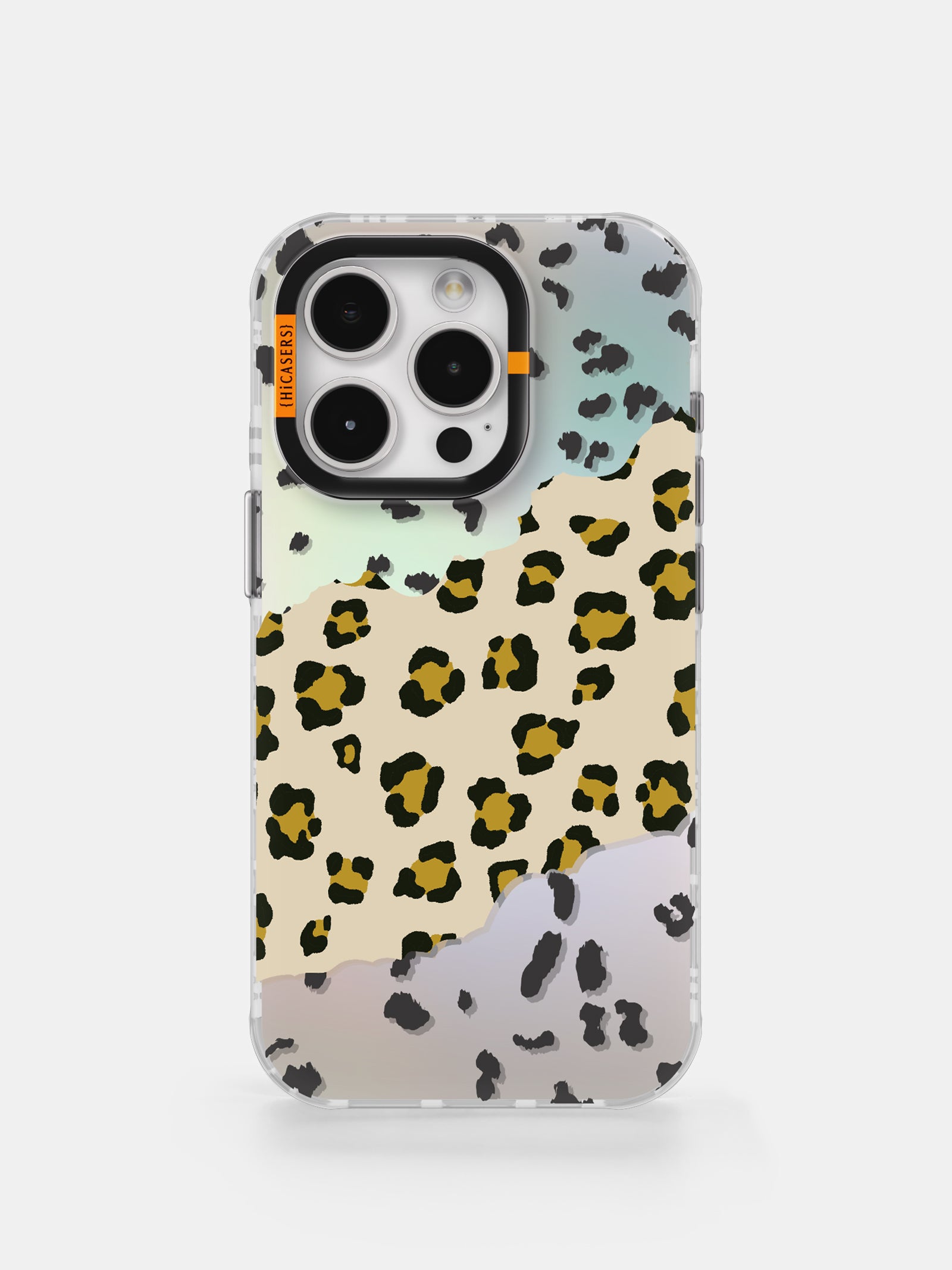 Leopard Print Collage Mirror Phone Case for iPhone & Samsung - Stylish & Protective Custard Design - Perfect for Selfies, Parties & Fashion Accessories