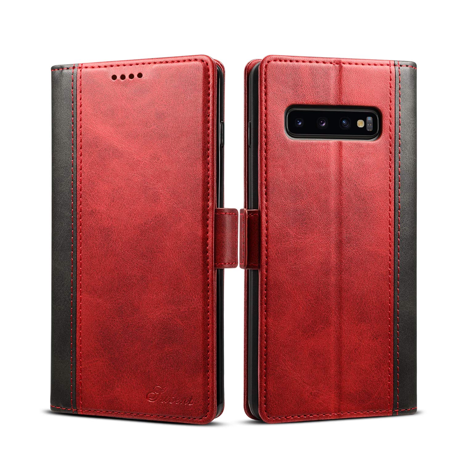 Premium Leather Flip Wallet Case for Samsung Galaxy S10 (6.1