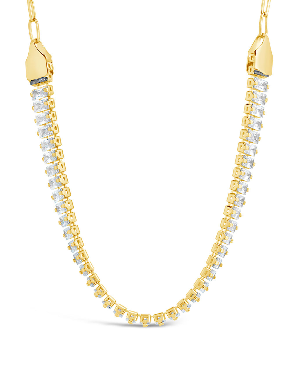 Elegant Sarai CZ & Chain Tennis Necklace for Women | Cubic Zirconia Gold Plated Jewelry | Perfect for Parties, Weddings & Date Nights