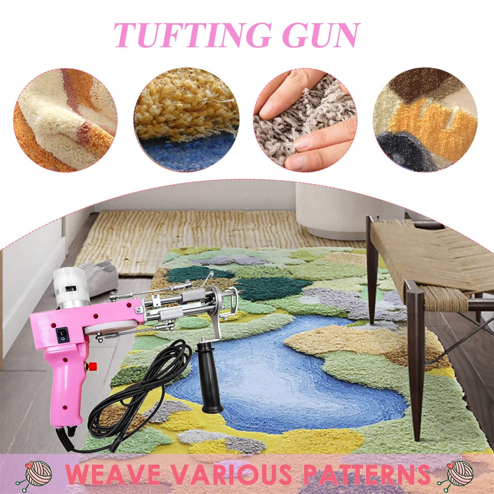 Electric Carpet Tufting Gun - Professional Carpet Weaving & Flocking Machine for Industrial Embroidery, Loop Pile Knitting | Perfect for Home Decor, DIY Crafts & Professional Carpet Making