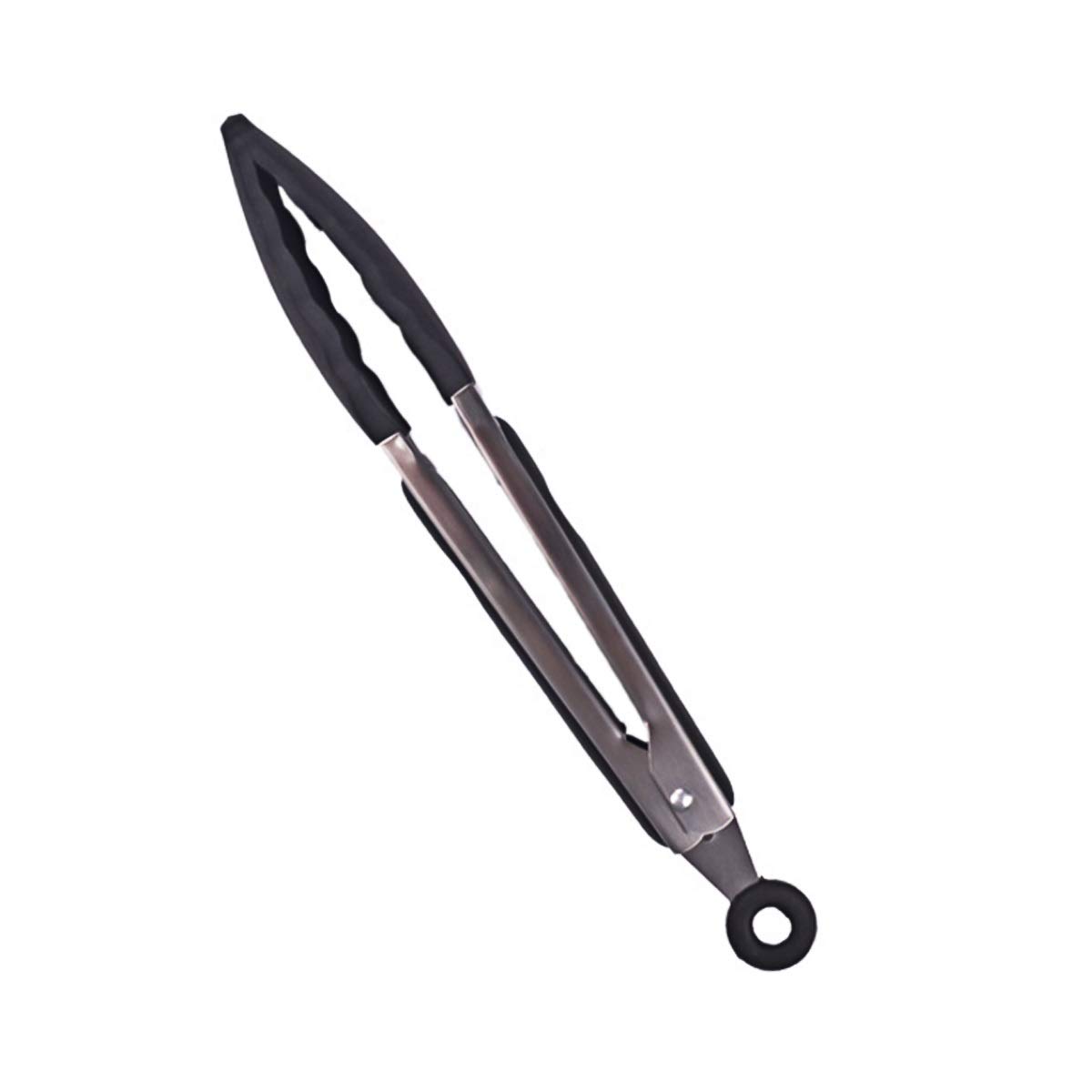 Kitchen Tongs - Heat-resistant Silicone Food Tongs with Anti-skid Grip for Baking, Salad, BBQ, and Cooking - Perfect for Grilling, Serving, and Food Prep (Black)