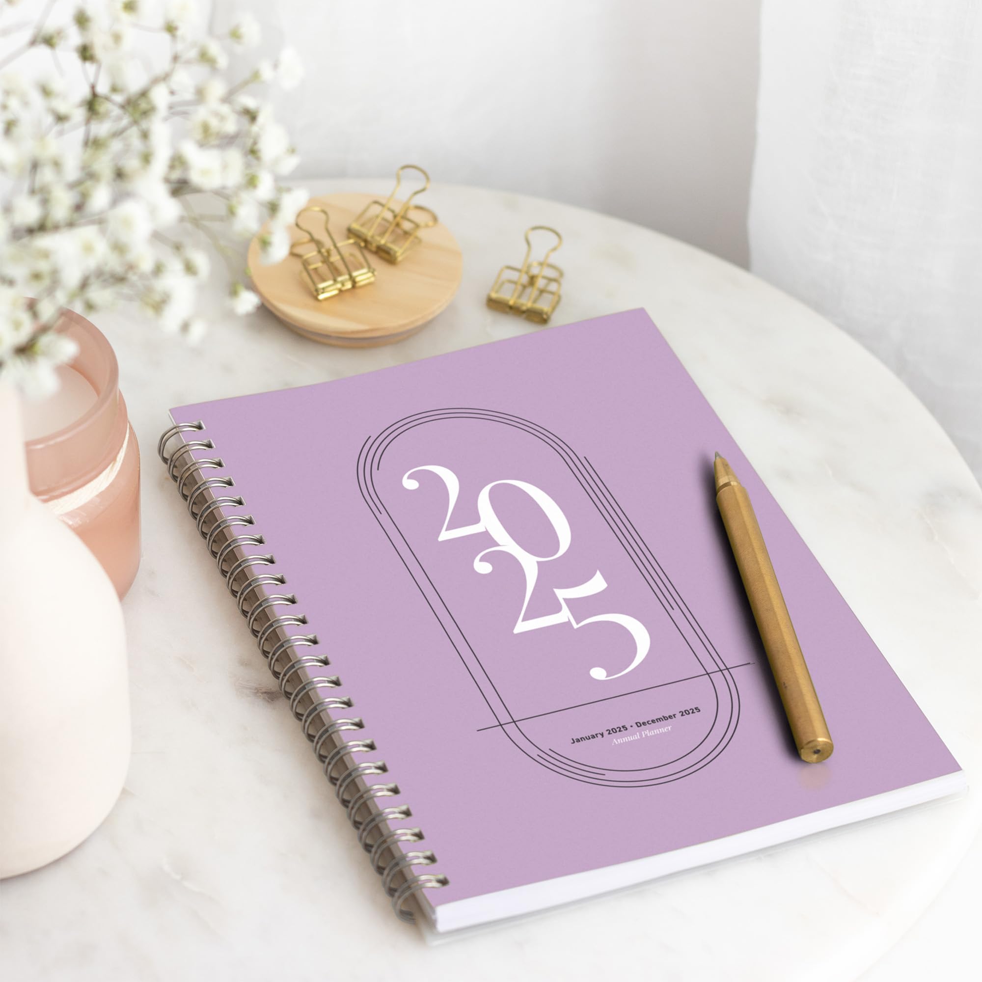 Rileys 2025 Weekly Planner - 2025 Monthly & Weekly Calendar Organizer with Flexible Cover, Notes Pages, Twin-Wire Binding (8 x 6 Inches, Purple) - Perfect for Work, School, and Personal Scheduling