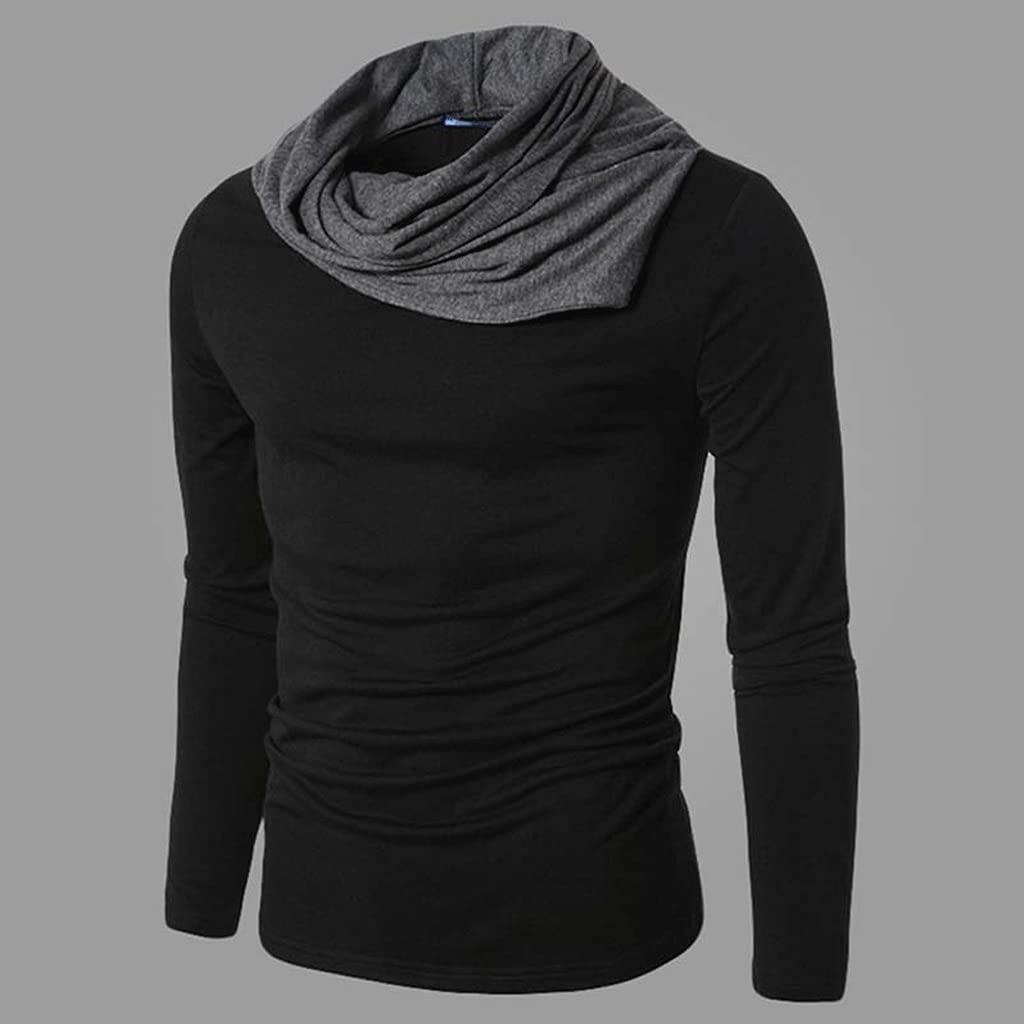 Men's Slim Fit Long Sleeve Knit Sweater - High Collar Solid Color Casual Pullover Shirt for Spring & Autumn | Comfortable Office Wear & Weekend Outfits (Color: B, Size: XX-Large)