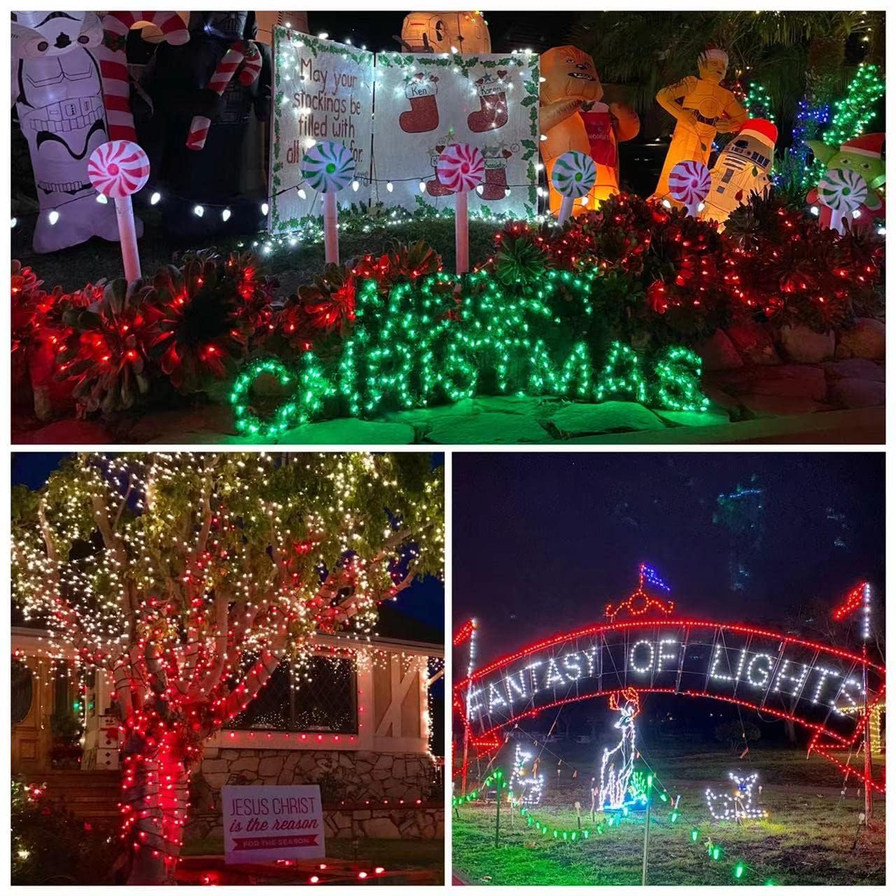 200 LED Red Christmas Lights Outdoor Waterproof - 66ft Green Wire String Lights for Tree & Home Decor