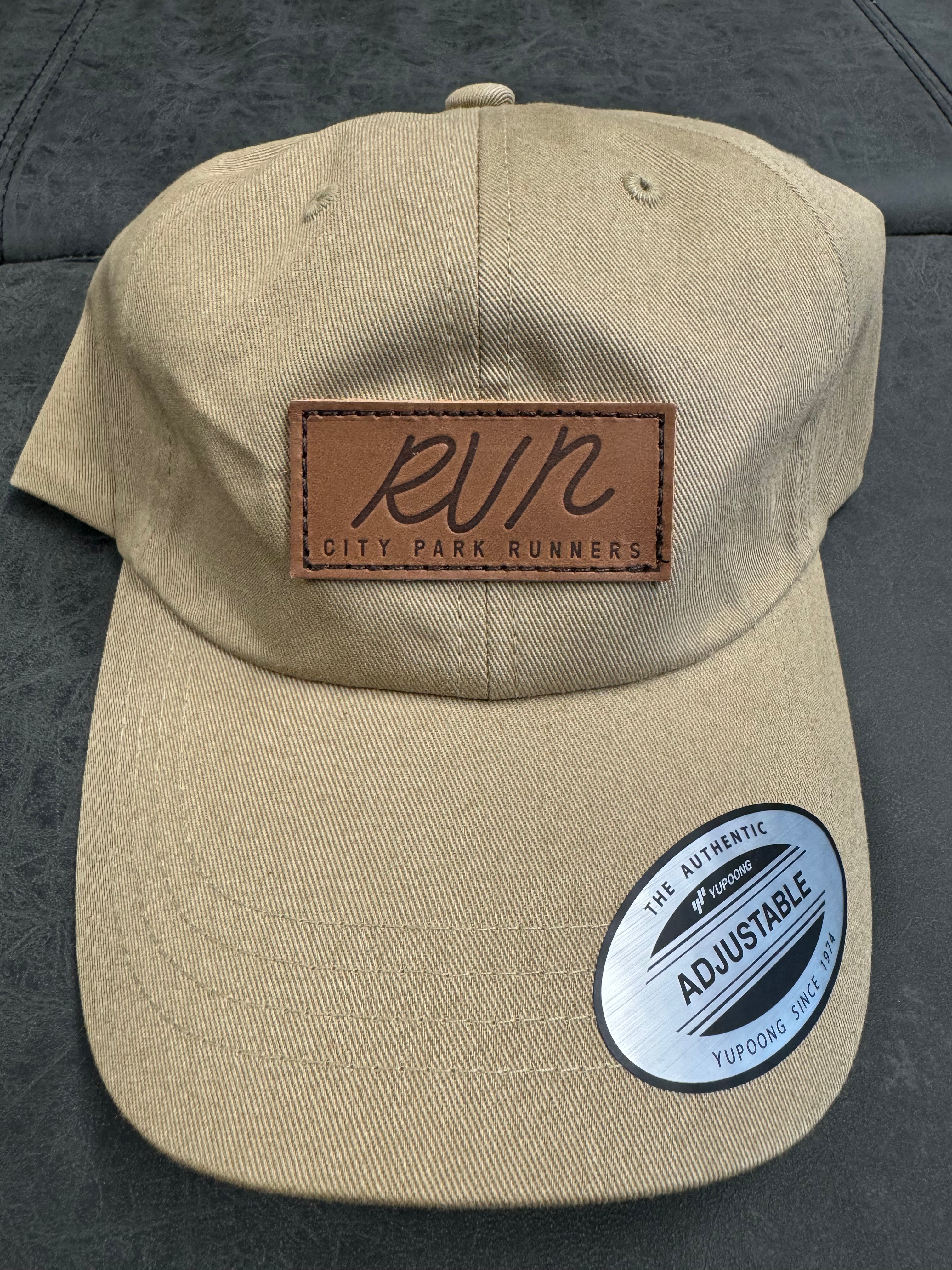 City Park Runners RUN Leather Crest Dad Cap - Vintage Baseball Hat for Men - Perfect for Running, Hiking & Outdoor Activities