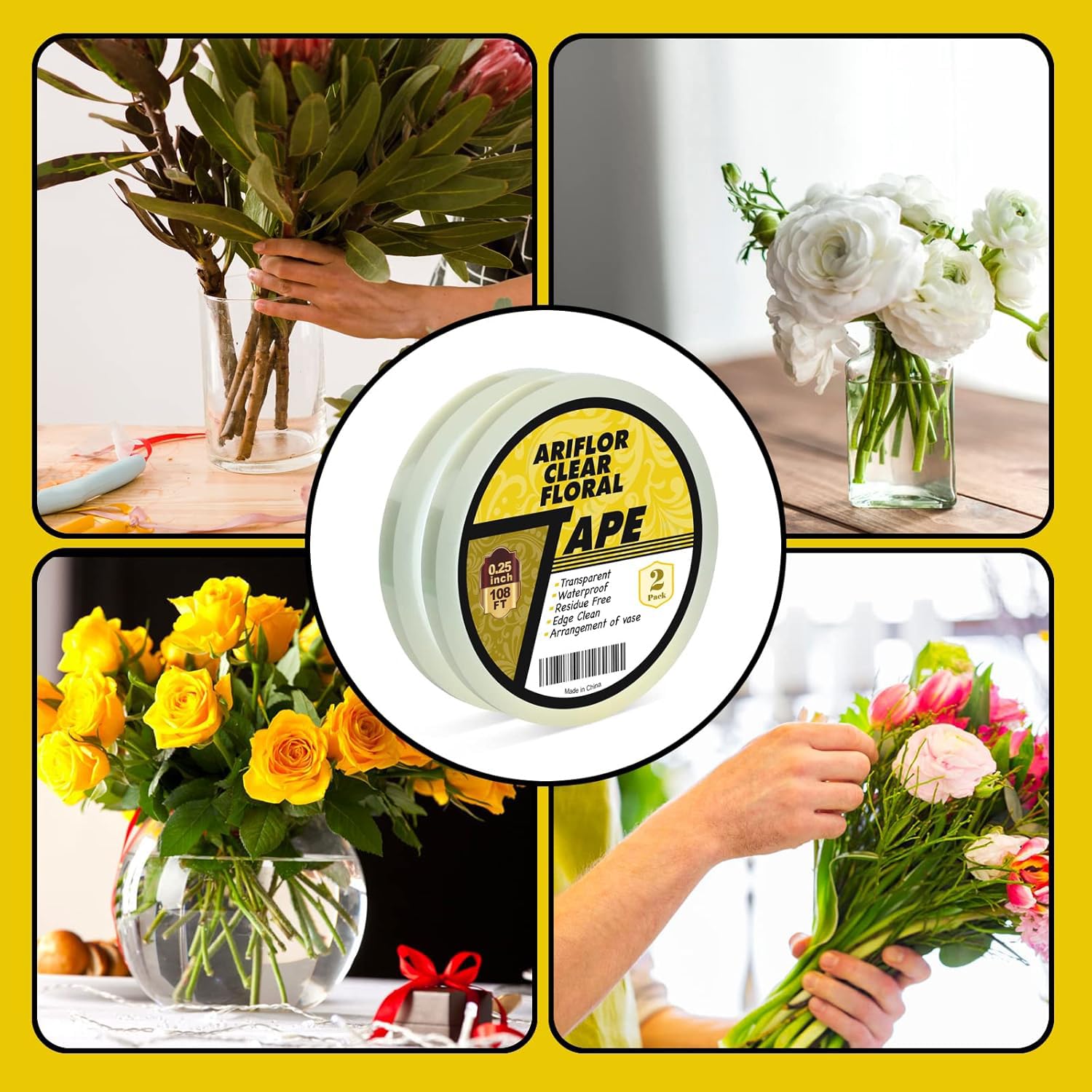 2Packs Clear Floral Tape - 1/4