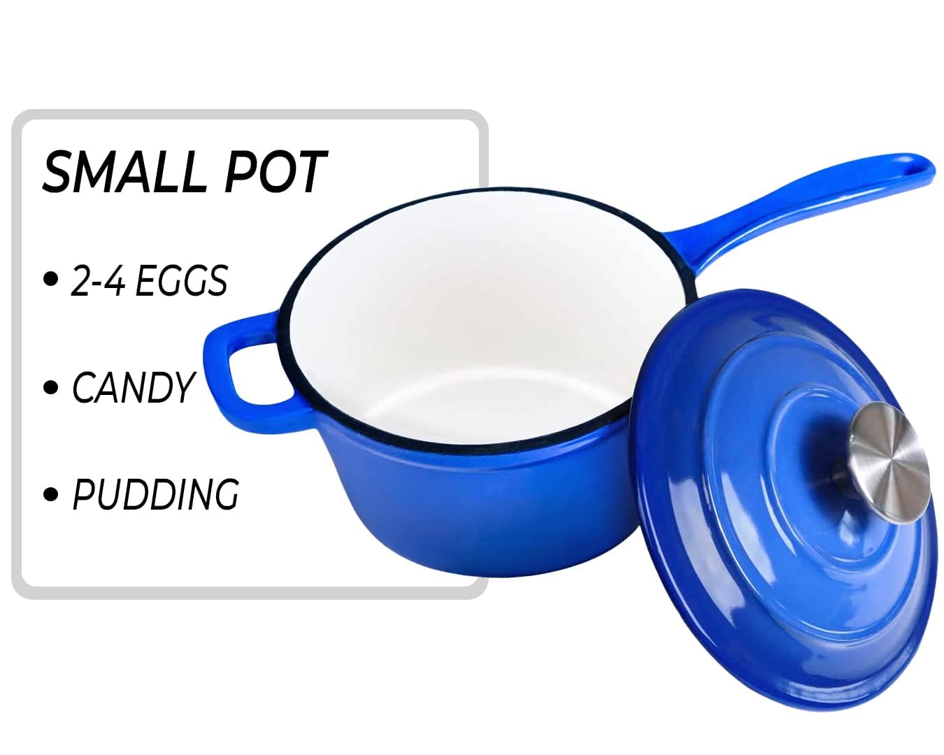 Healthy Choices 1 Quart Enameled Cast Iron Saucepan with Lid - Mini Cooking Pot for Pasta Sauce, Gravy & Single Servings | Durable Blue Enamel Cookware for Home Kitchen | Easy to Clean & Maintain | Perfect for Small Batch Cooking, Melting Butter & Heating Milk