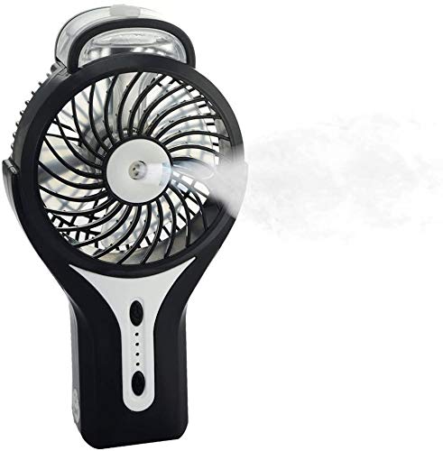 Portable USB Rechargeable Mini Handheld Misting Fan - Personal Cooling Mist Humidifier for Home, Office, Travel & Outdoor Activities | Green & Black Color Options