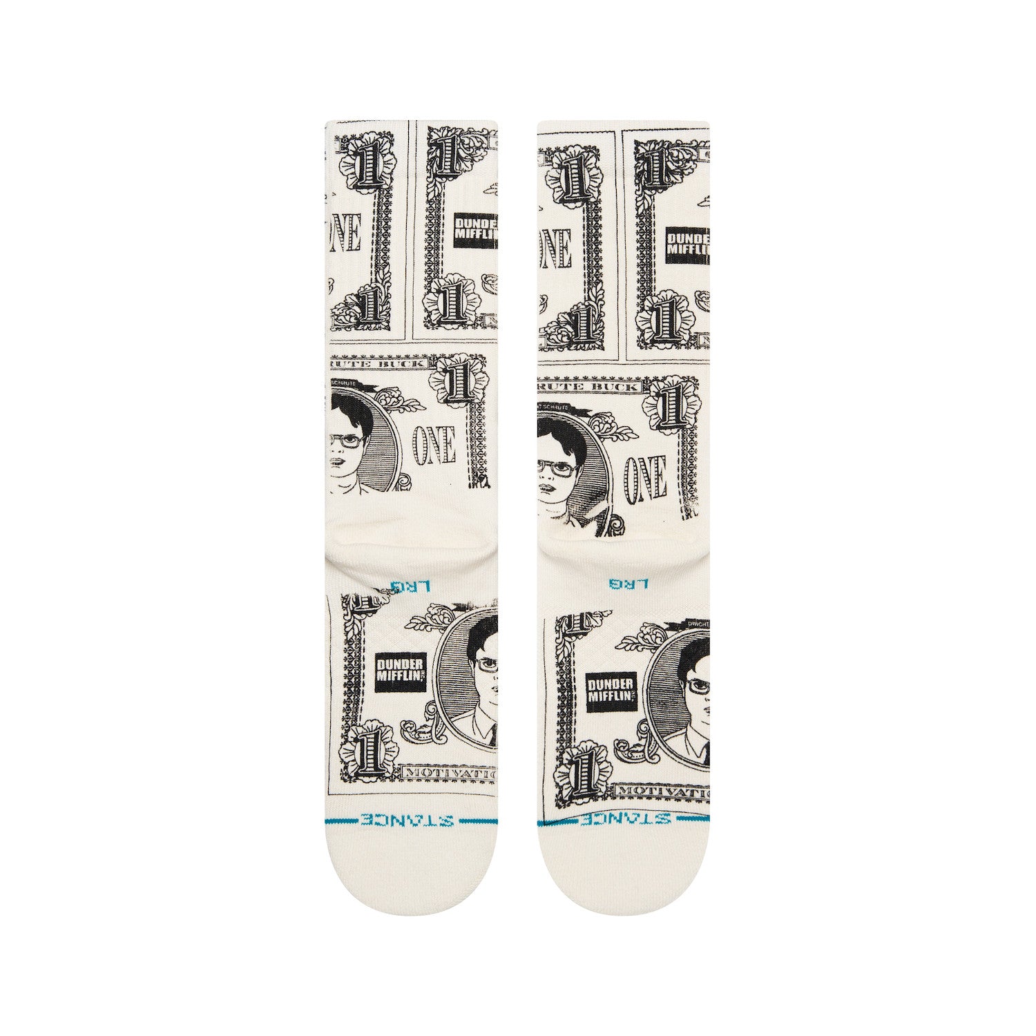 Stance The Office Schrute Bucks Crew Socks - Officially Licensed TV Show Merchandise - Funny Novelty Socks for Men & Women - Perfect for Office Gifts, TV Fans & Dwight Schrute Lovers
