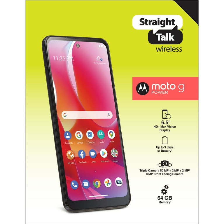 Motorola Moto G Power 64GB Unlocked Smartphone - Black (CDMA/GSM Compatible) for Straight Talk | Long Battery Life, HD+ Display - Perfect for Streaming, Gaming & Travel