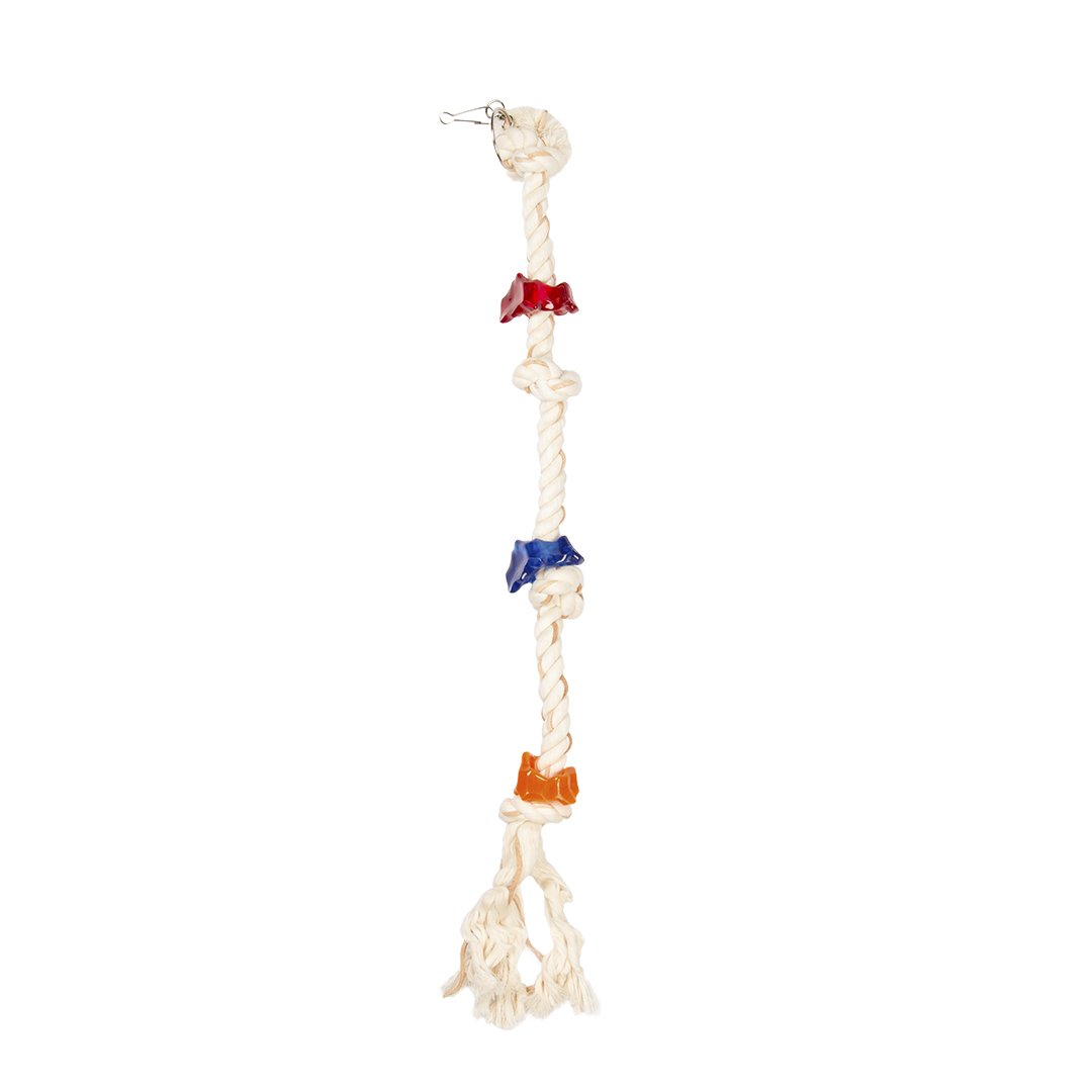 DUVO PLUS Bird Rope Knots & Acrylic Chewing Toys - Colorful Parrot Foraging Toys for Macaws, Cockatoos, African Greys - Perfect for Cage Enrichment & Mental Stimulation